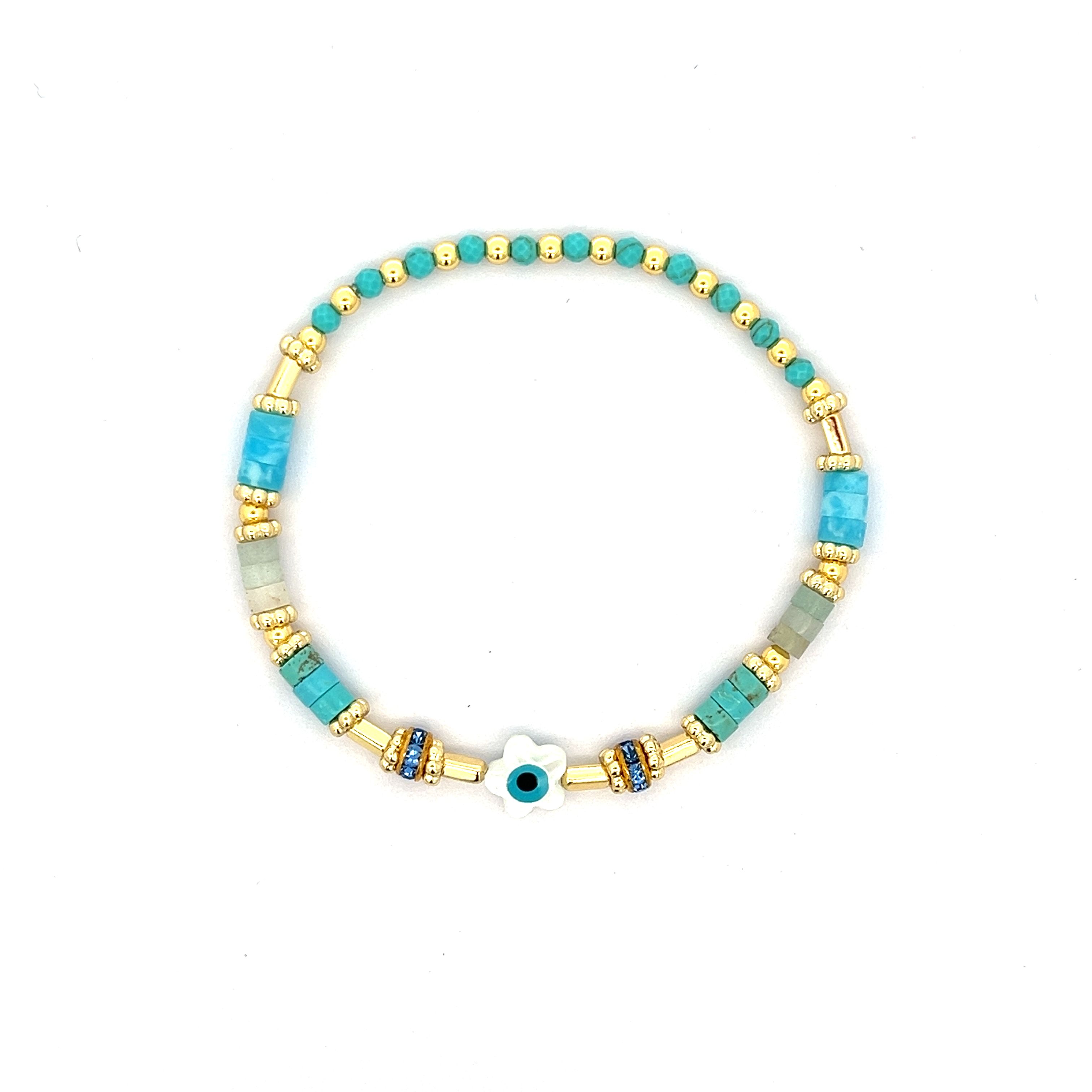 LIGHT BLUE MOTHER SHELL SEMIPRECIOUS BRACELET