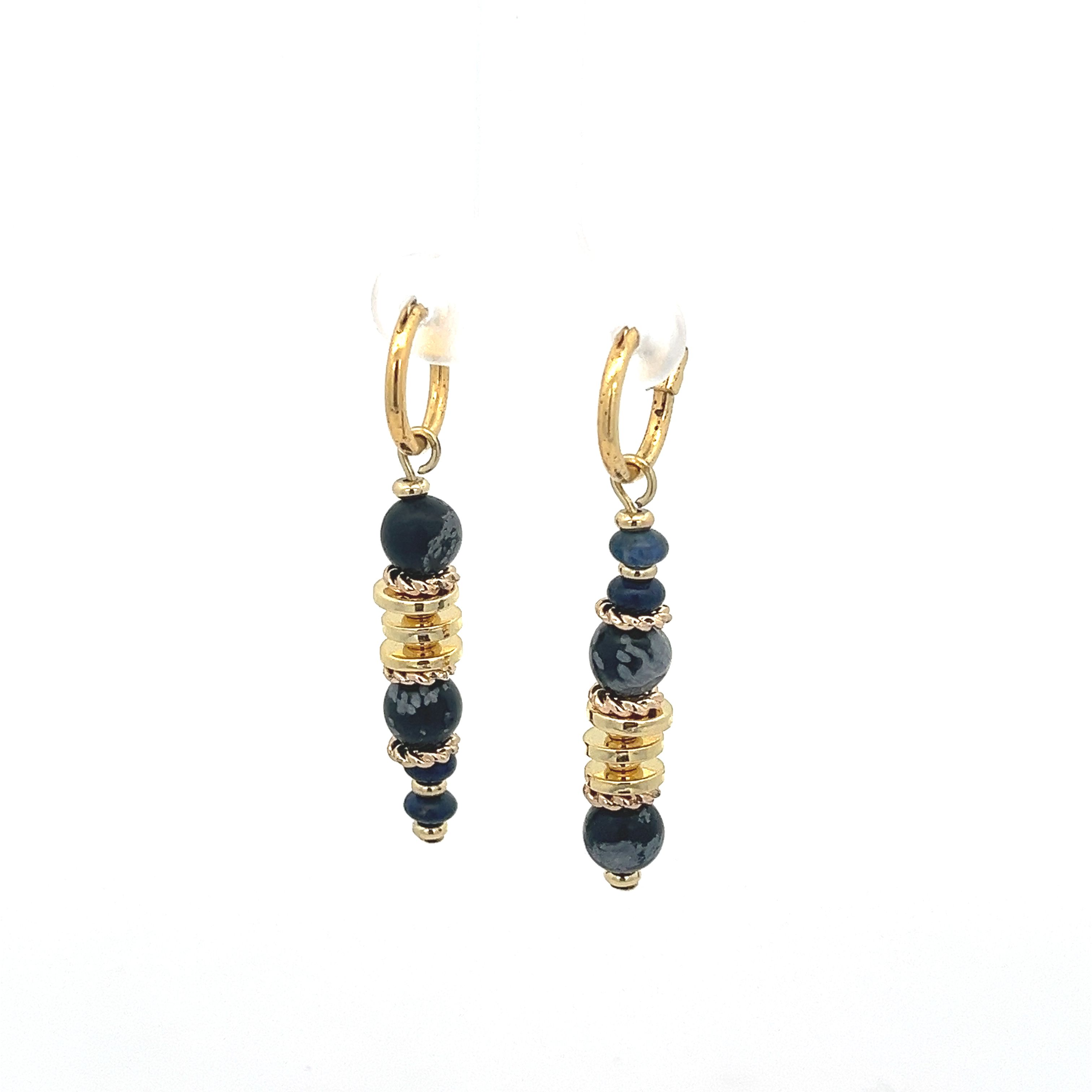 SNOWFLAKE OBSIDIAN DROP EARRING