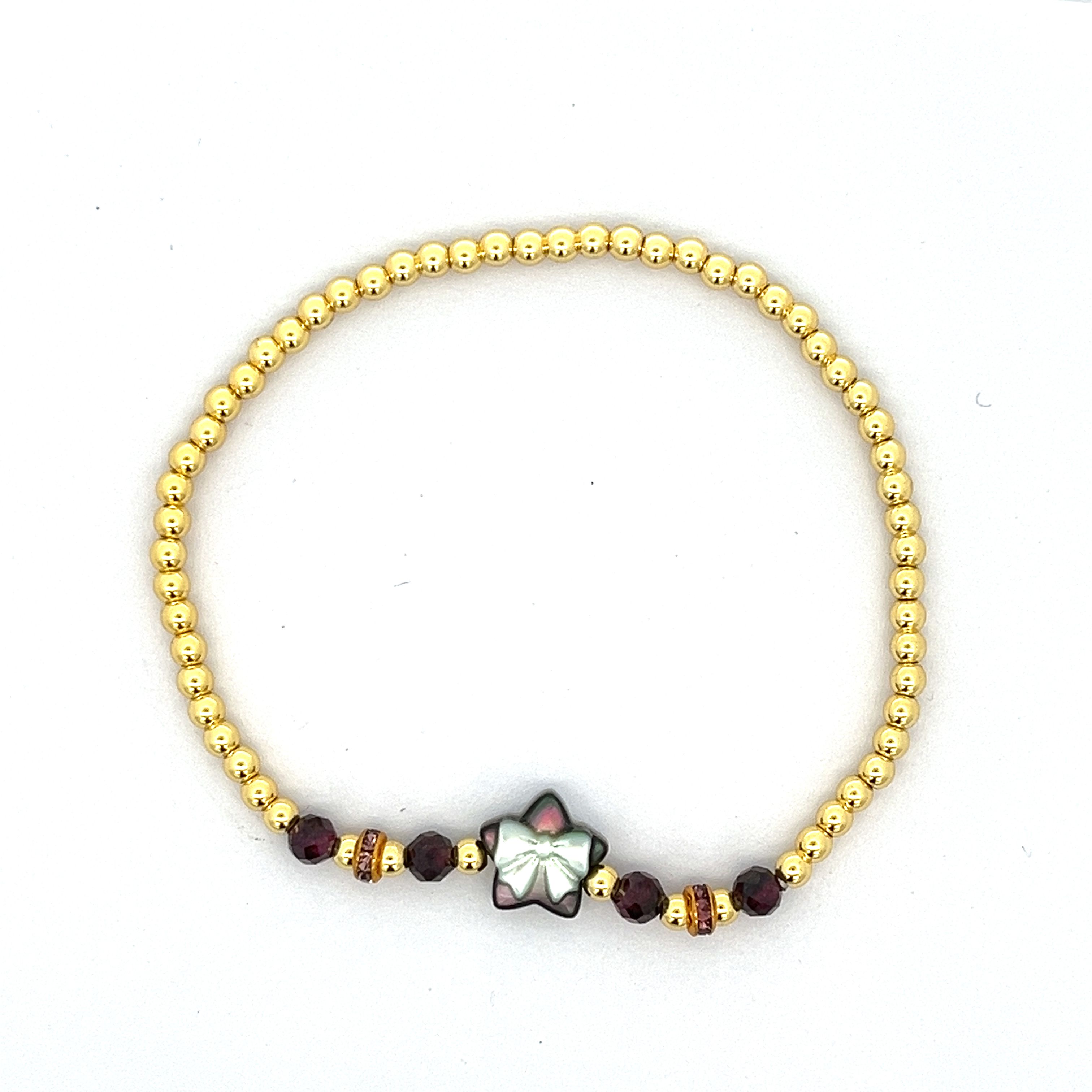 PURPLE POMEGRANATE MOTHER SHELL STAR BRACELET