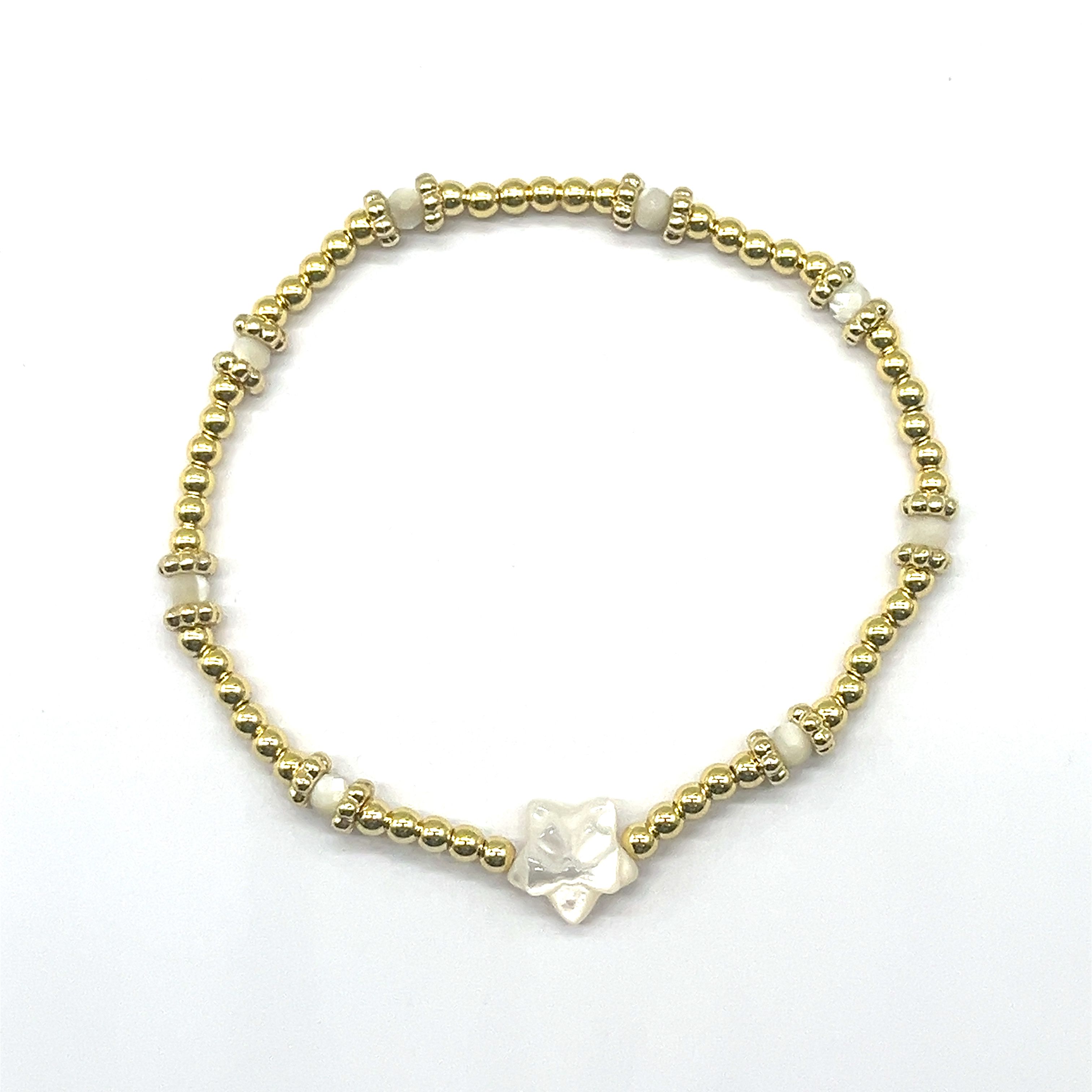 WHITE SHELL COPPER BEAD BRACELET