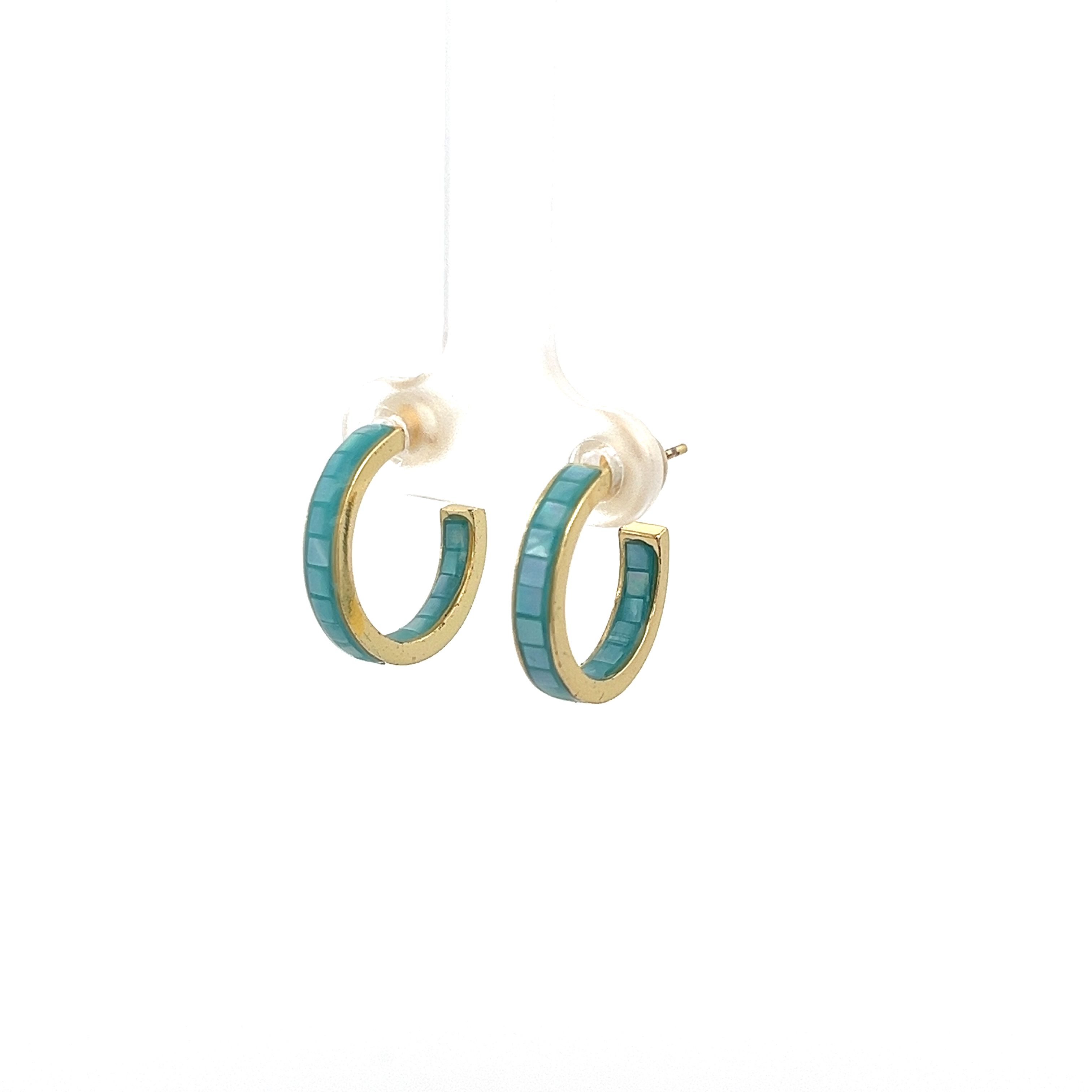 ENAMEL PATCH SQUARE SHELL EARRING