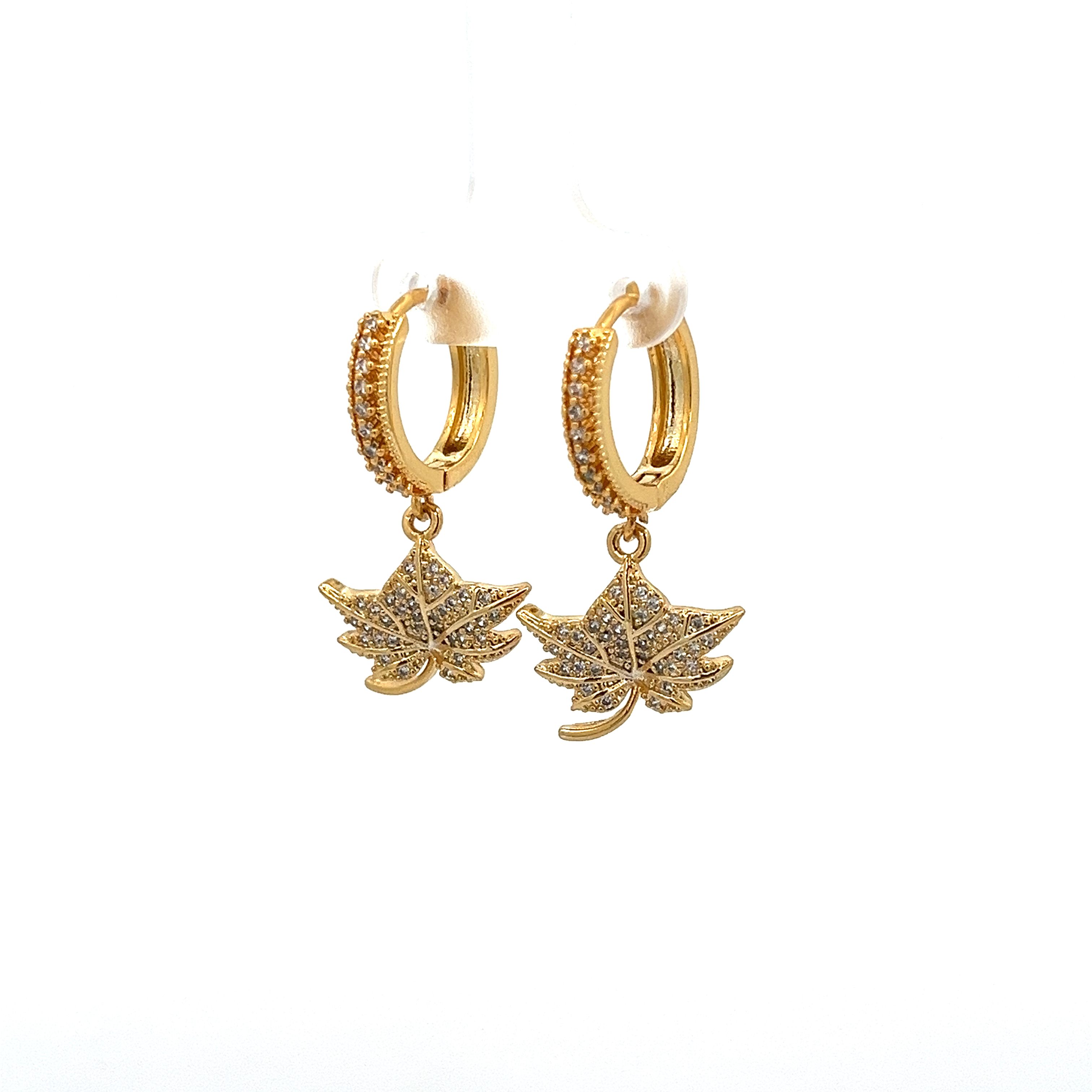 MAPLE LEAF ZIRCONIA EARRING