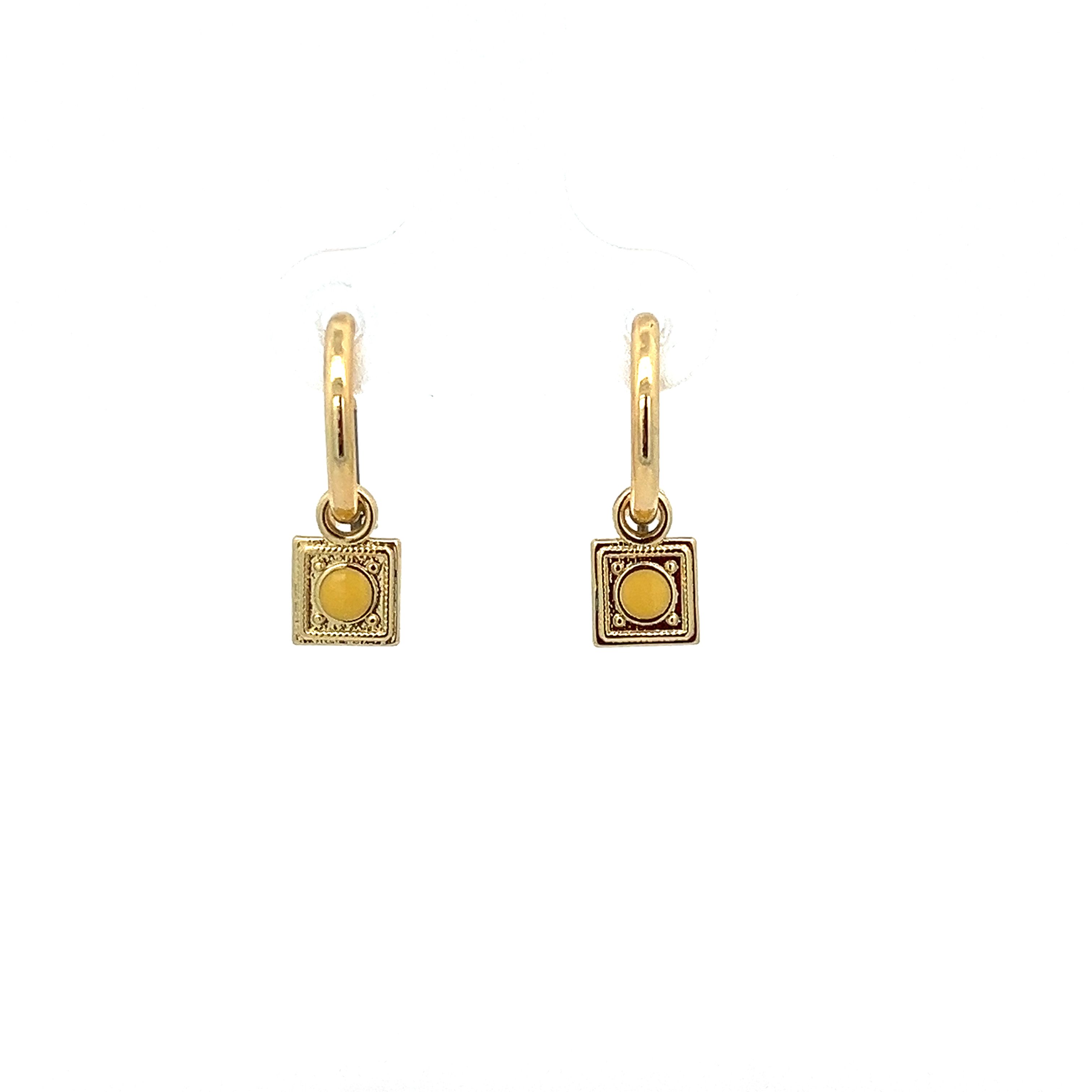 SQUARE BUTTERCUP ENAMEL EARRING