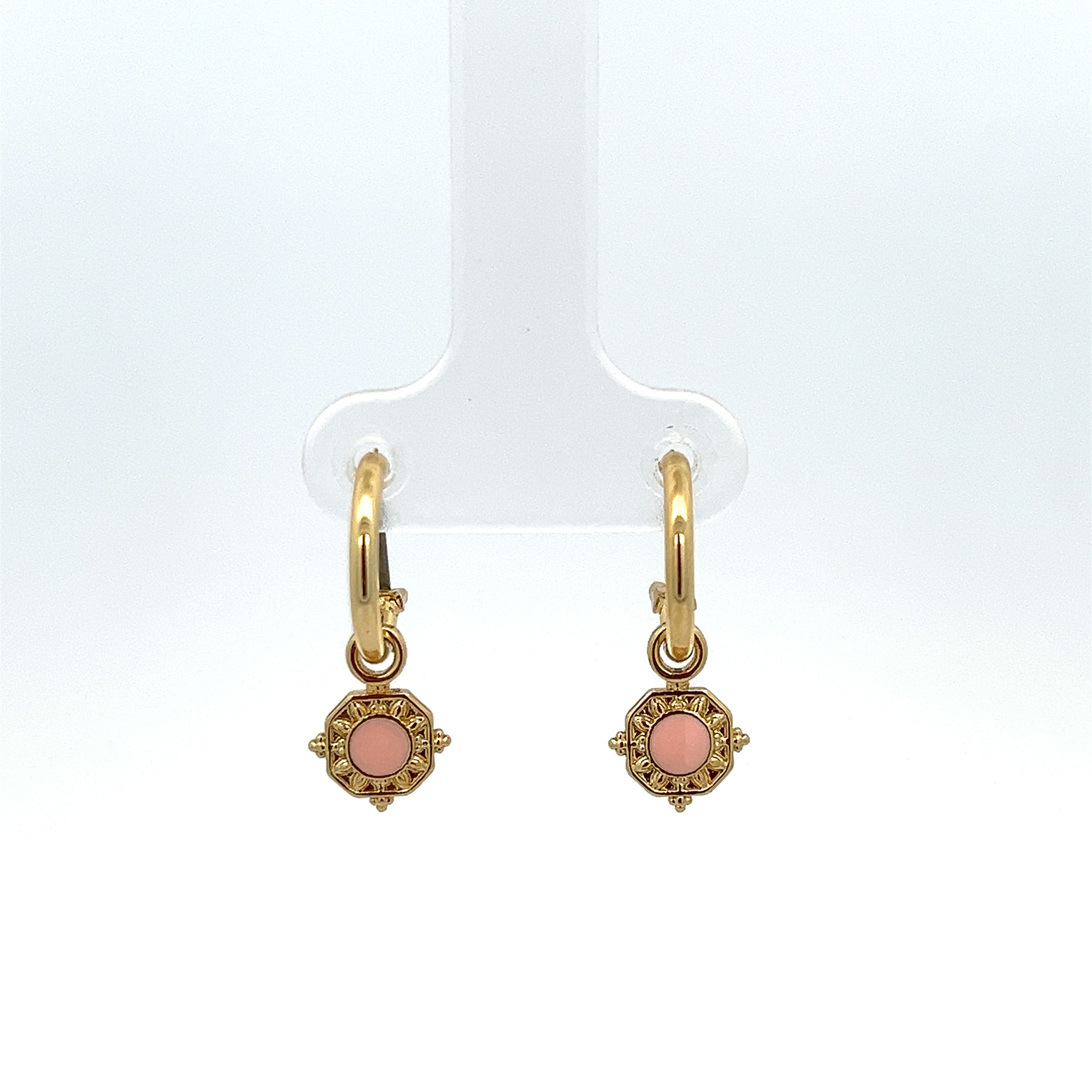 OCTAGON PEACH ECHO ENAMEL EARRING