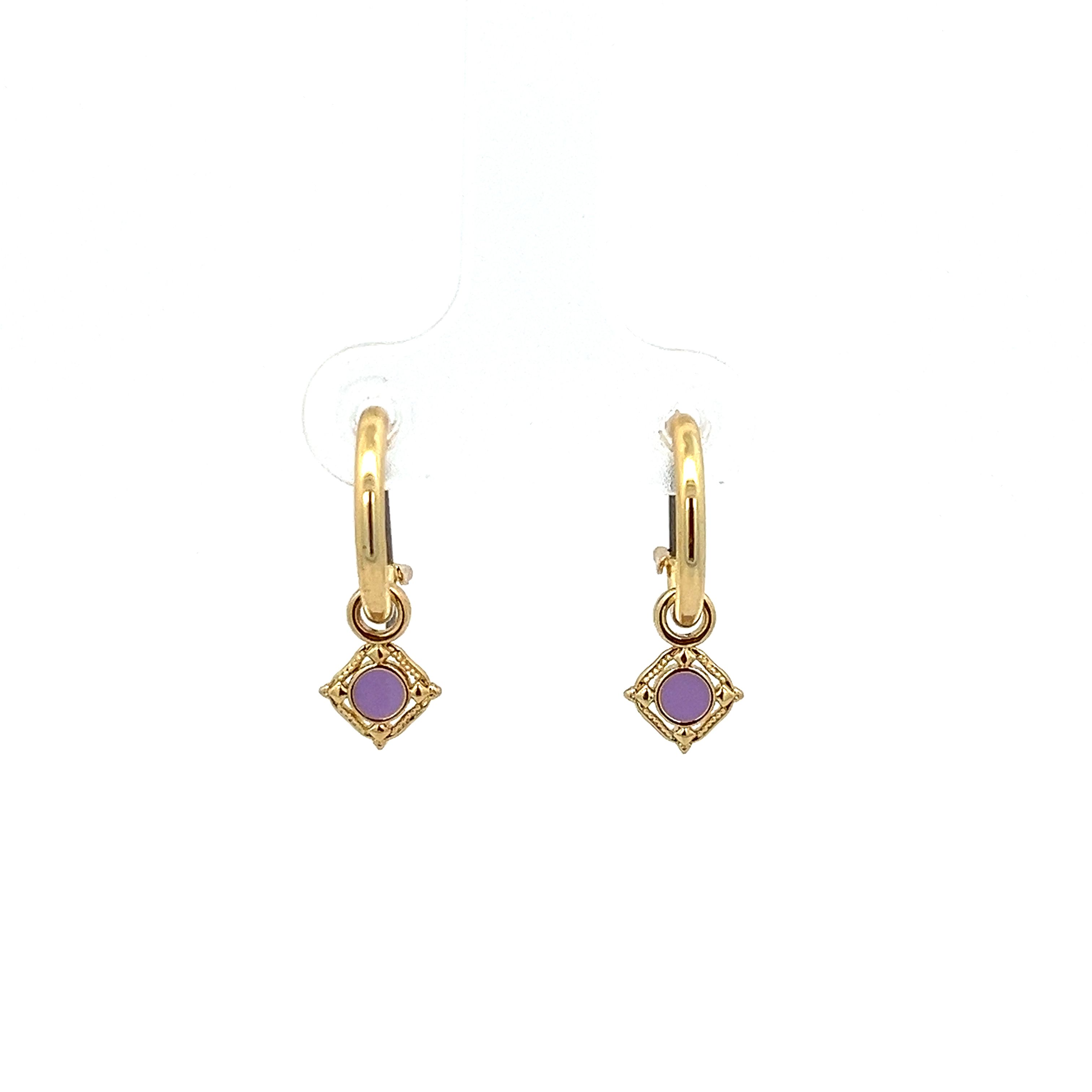 LOZENGE LILAC GRAY ENAMEL EARRING
