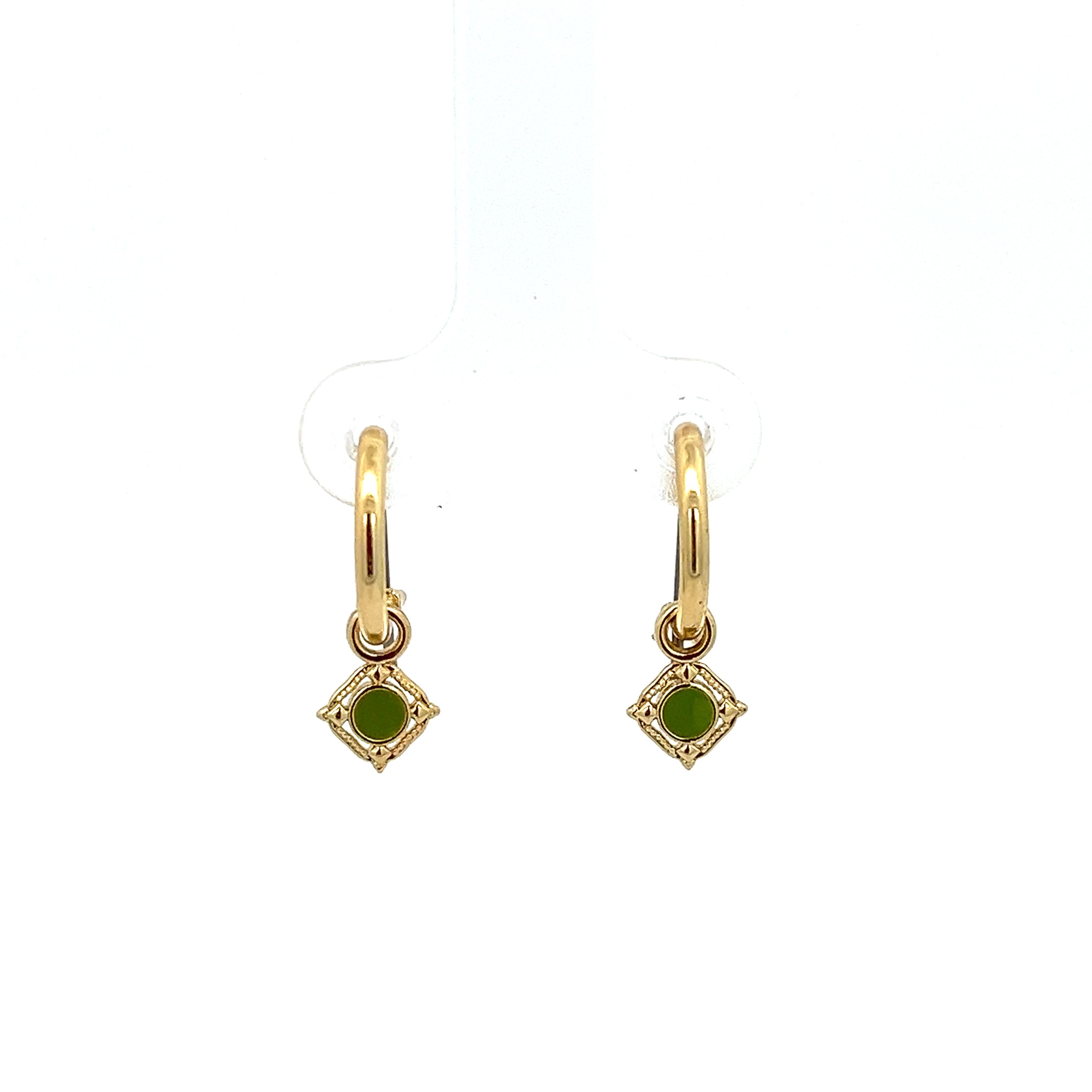 LOZENGE GREEN FLASH ENAMEL EARRING