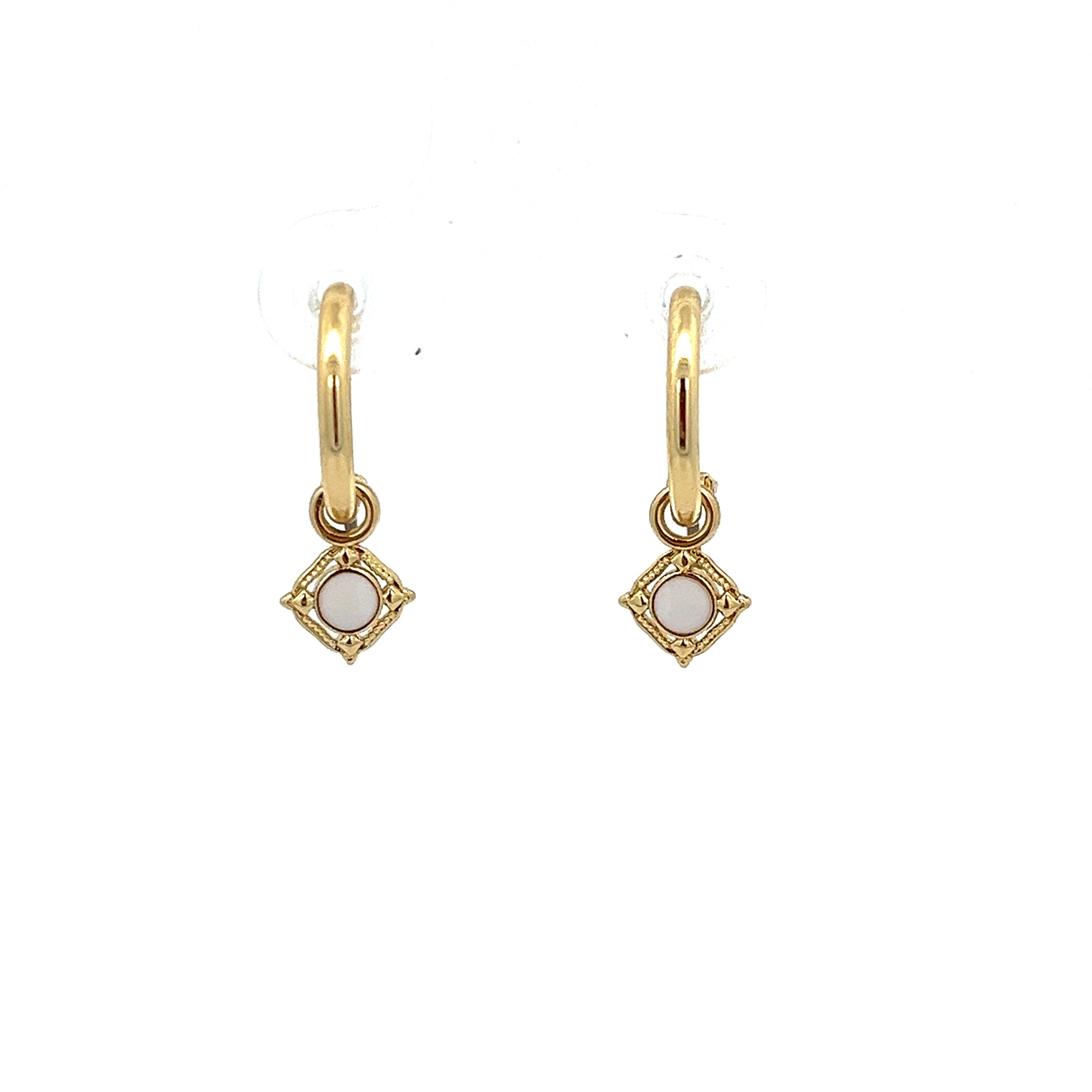 LOZENGE WHITE ENAMEL EARRING