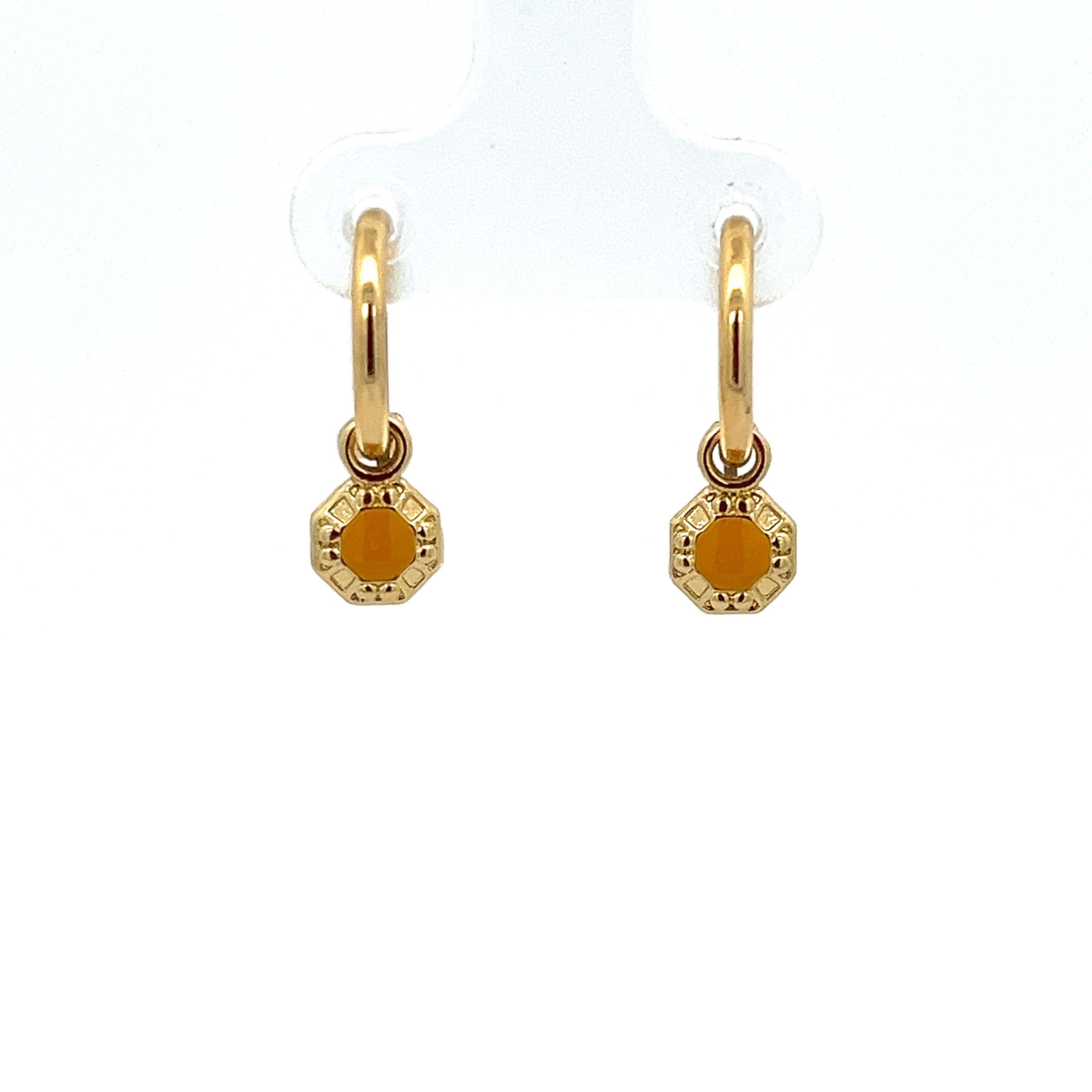 OCTAGON BUTTERCUP ENAMEL EARRING