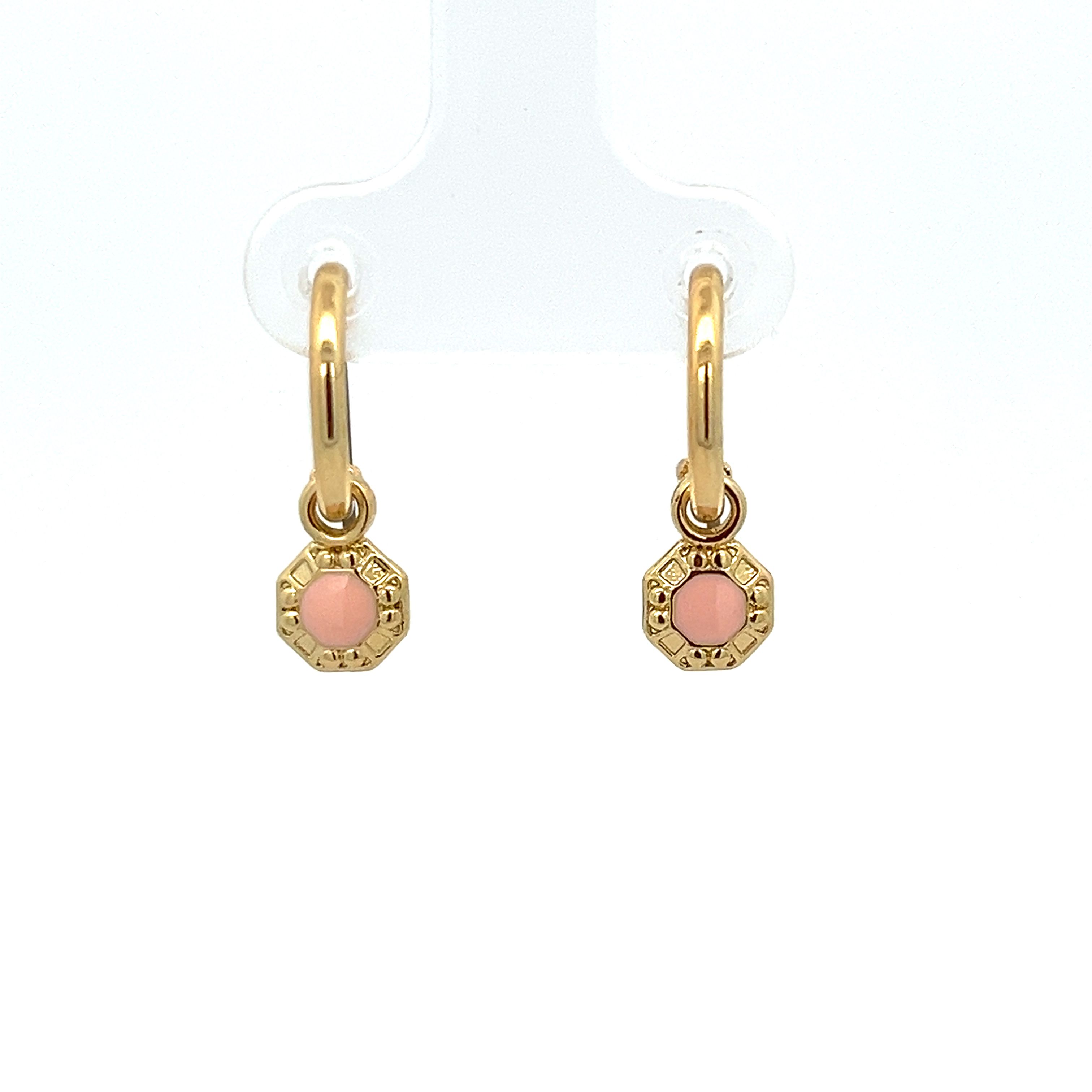 OCTAGON PEACH ECHO ENAMEL EARRING