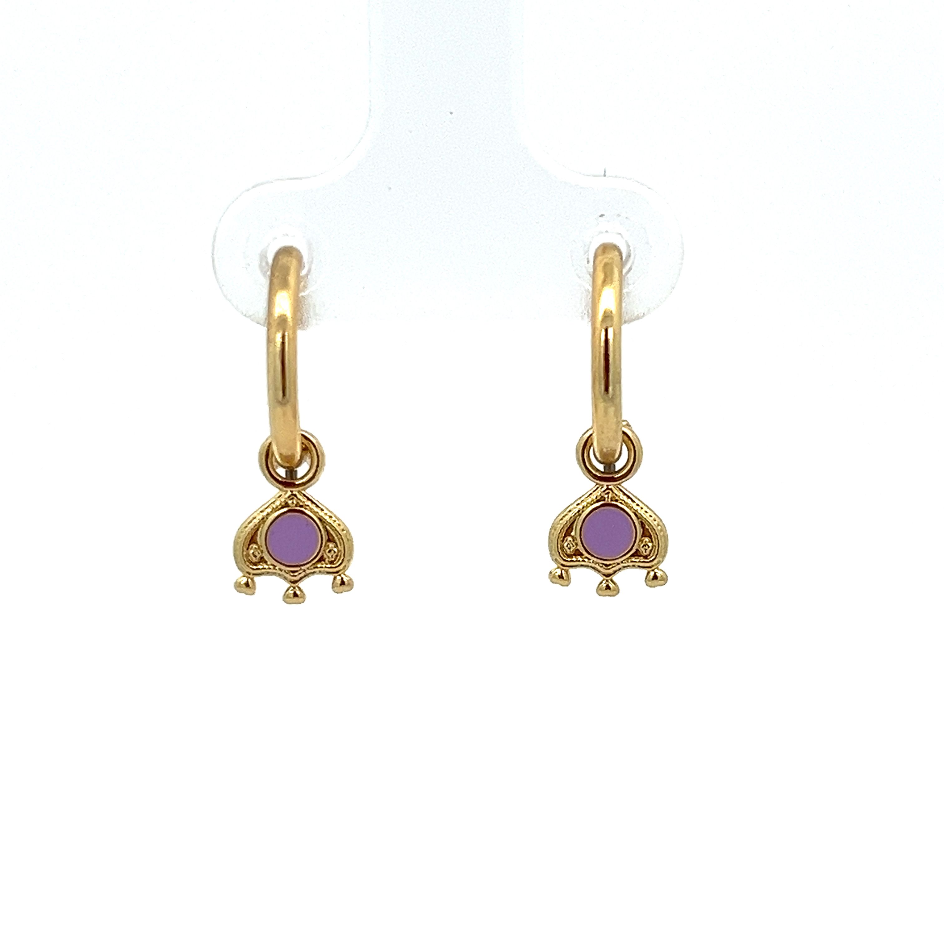 HEART LILAC GRAY ENAMEL EARRING