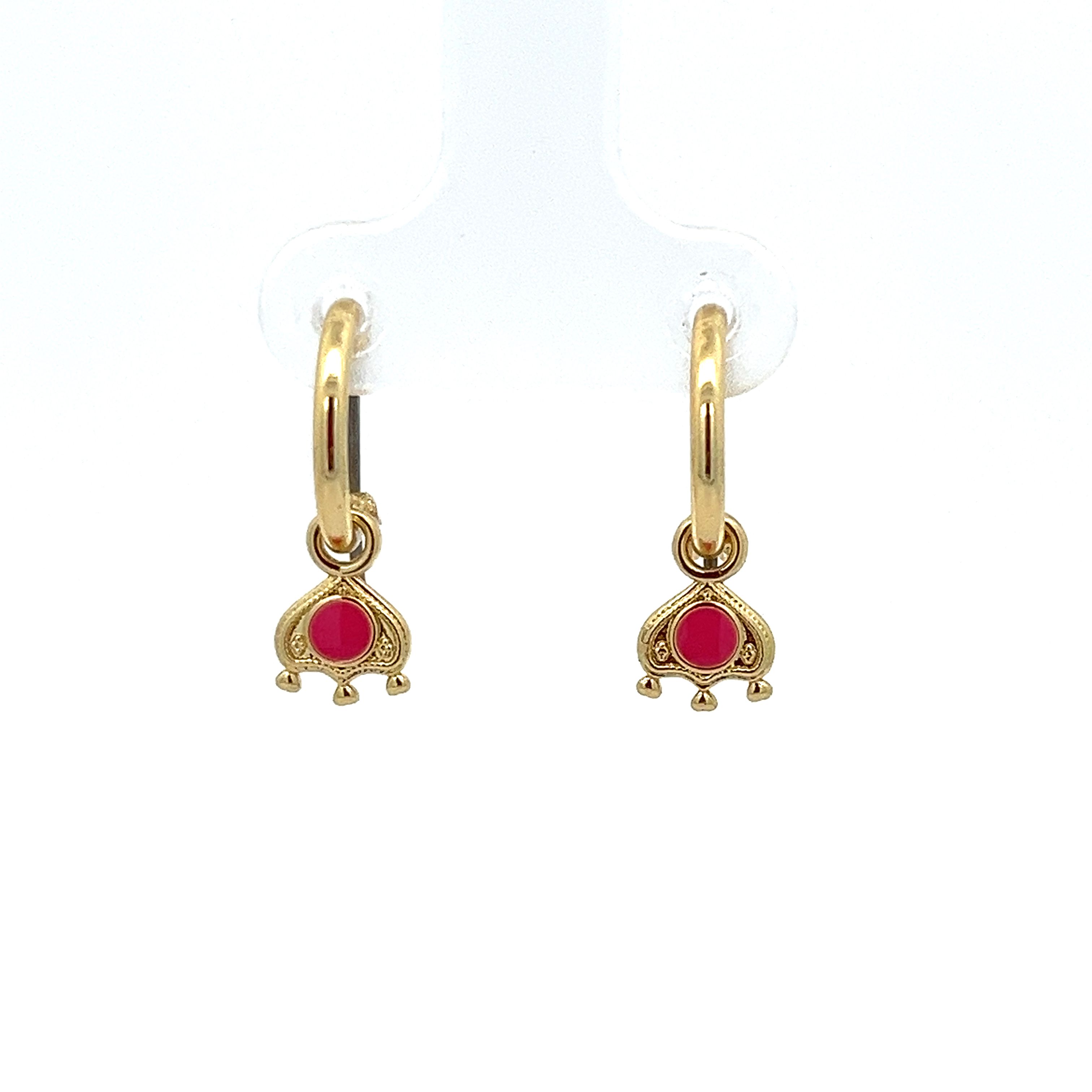 HEART DARK PINK ENAMEL EARRING