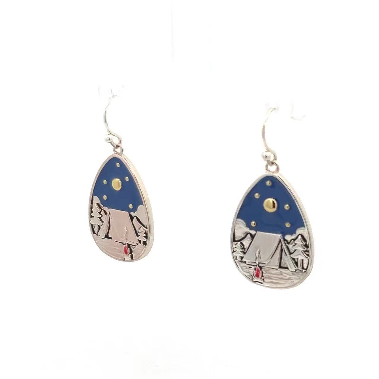 BLUE OIL DRIPPING EARRING