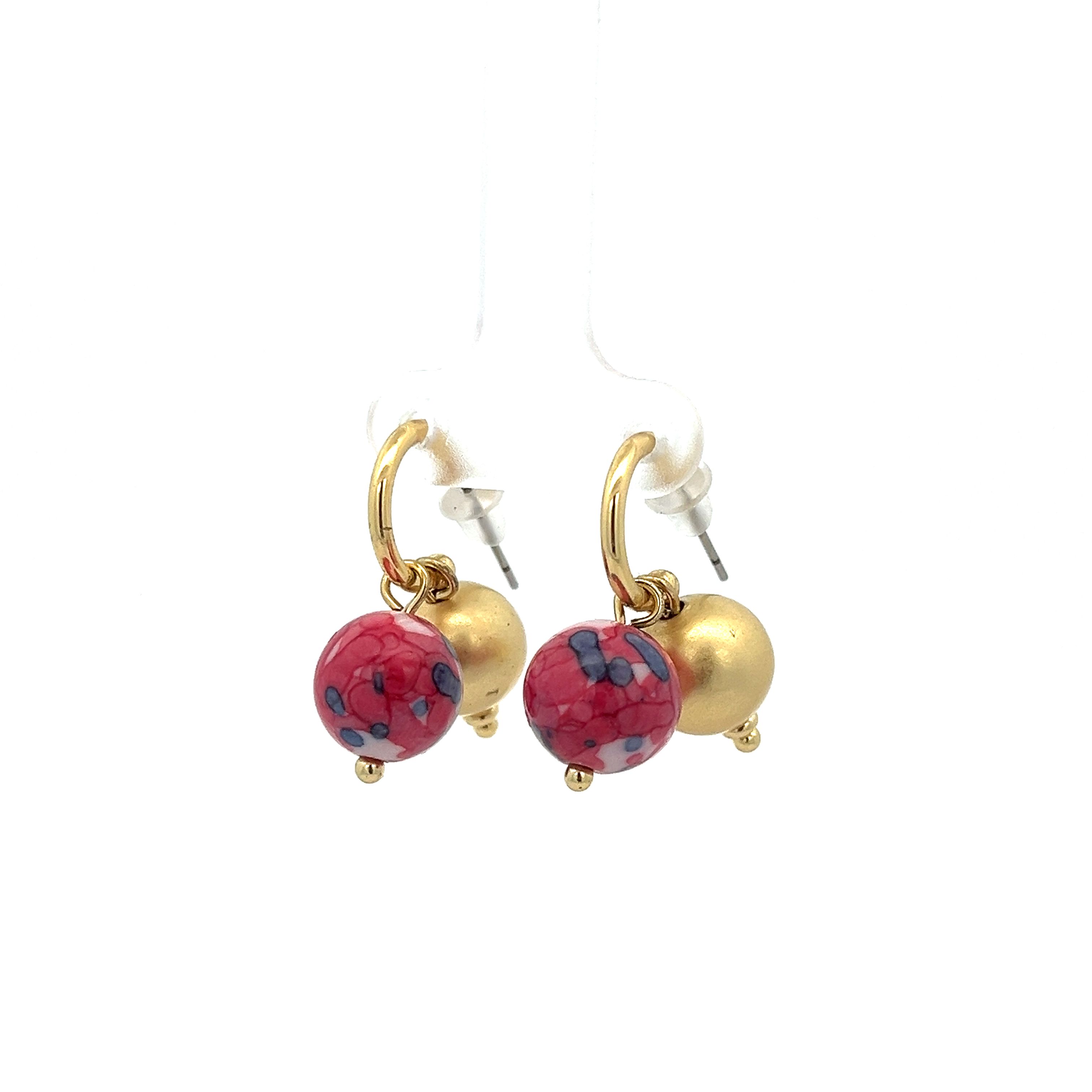 BURGUNDY RAIN COLOR STONE EARRING