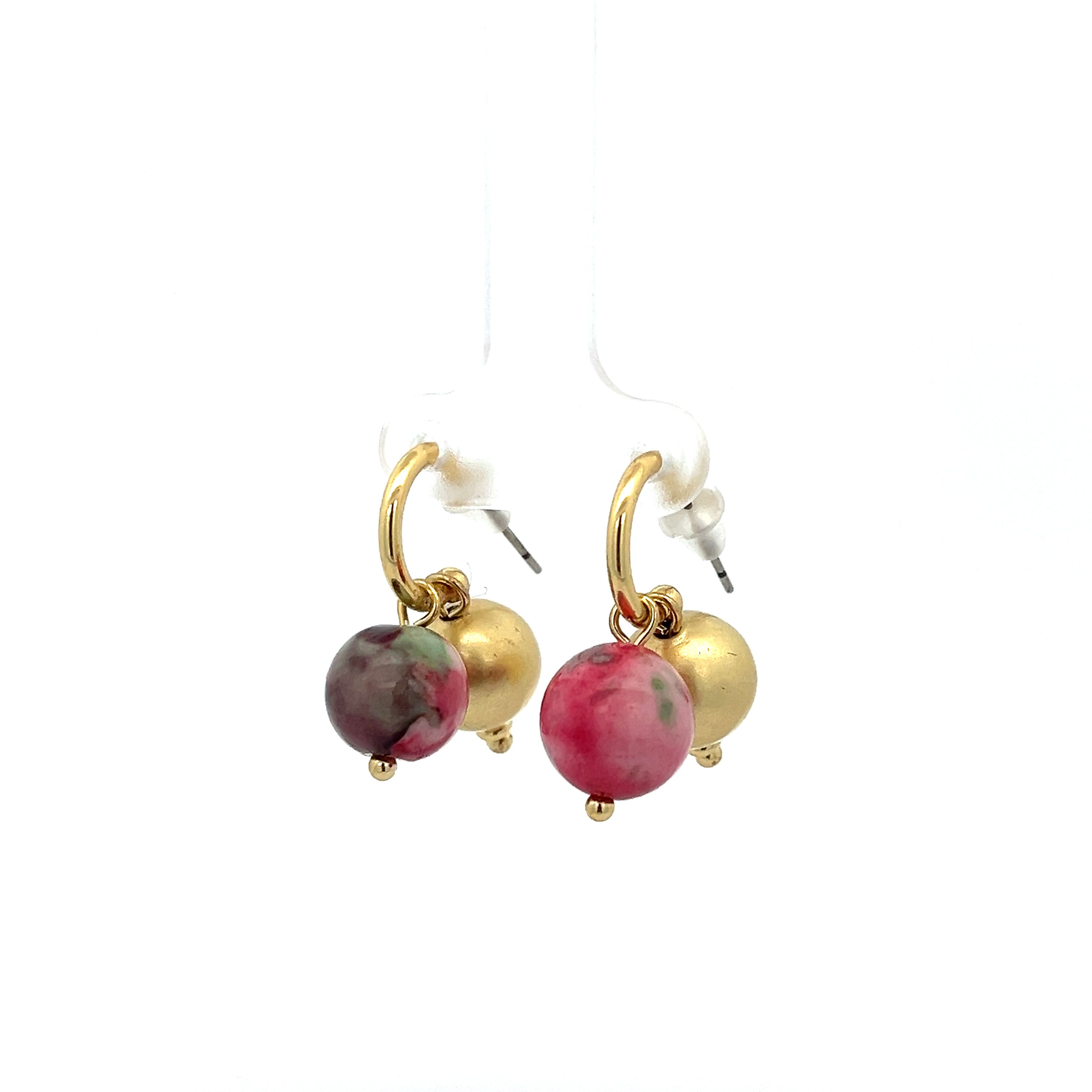 ROSE RED RAIN COLOR STONE EARRING