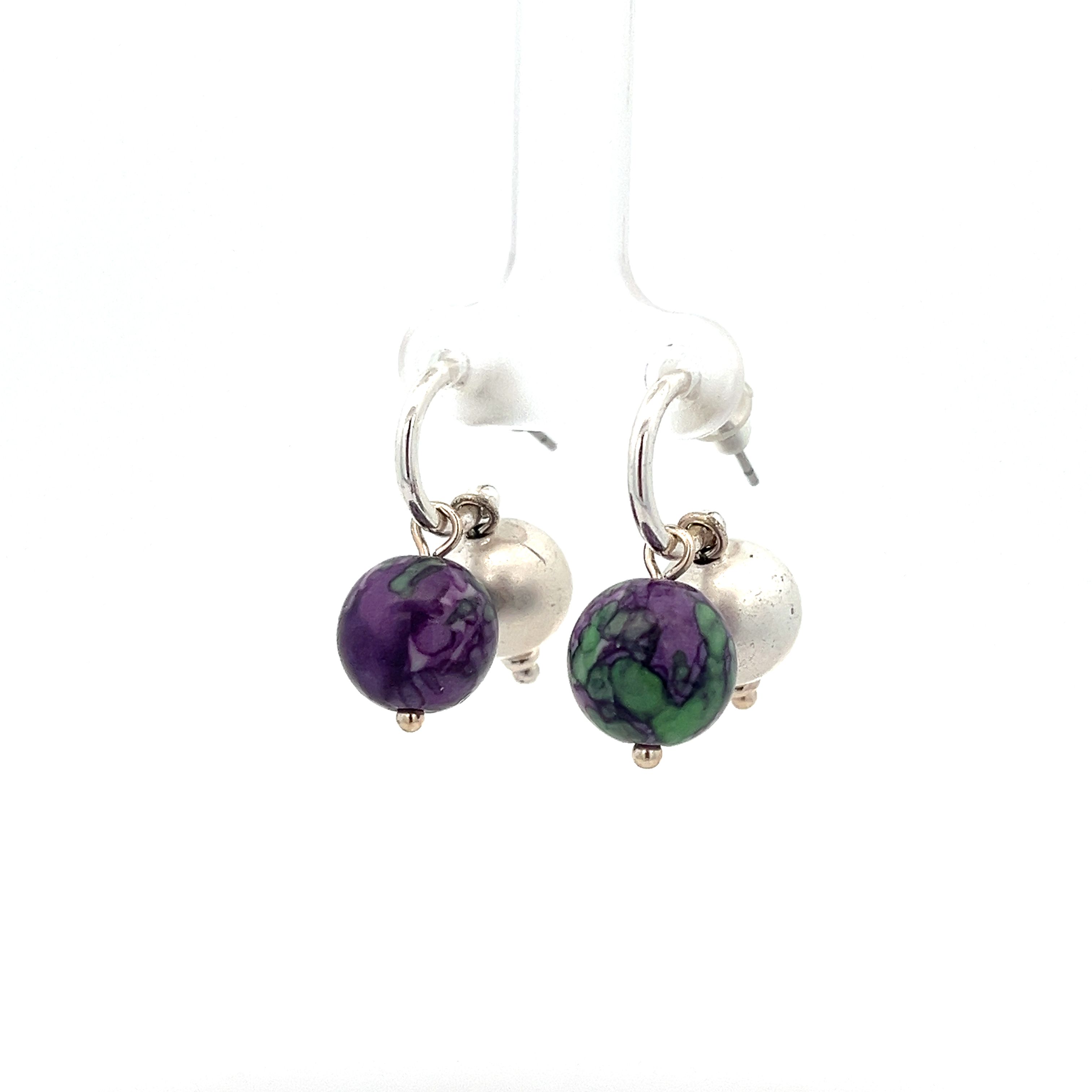 PURPLE GREEN RAIN COLOR STONE EARRING
