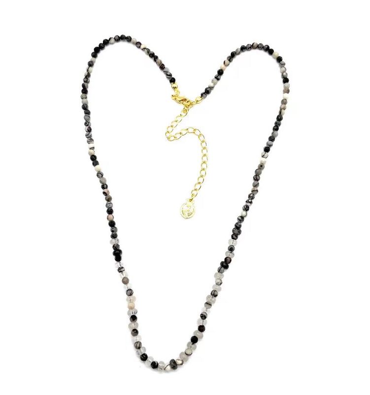BLACK HAIR CRYSTALS NECKLACE 
