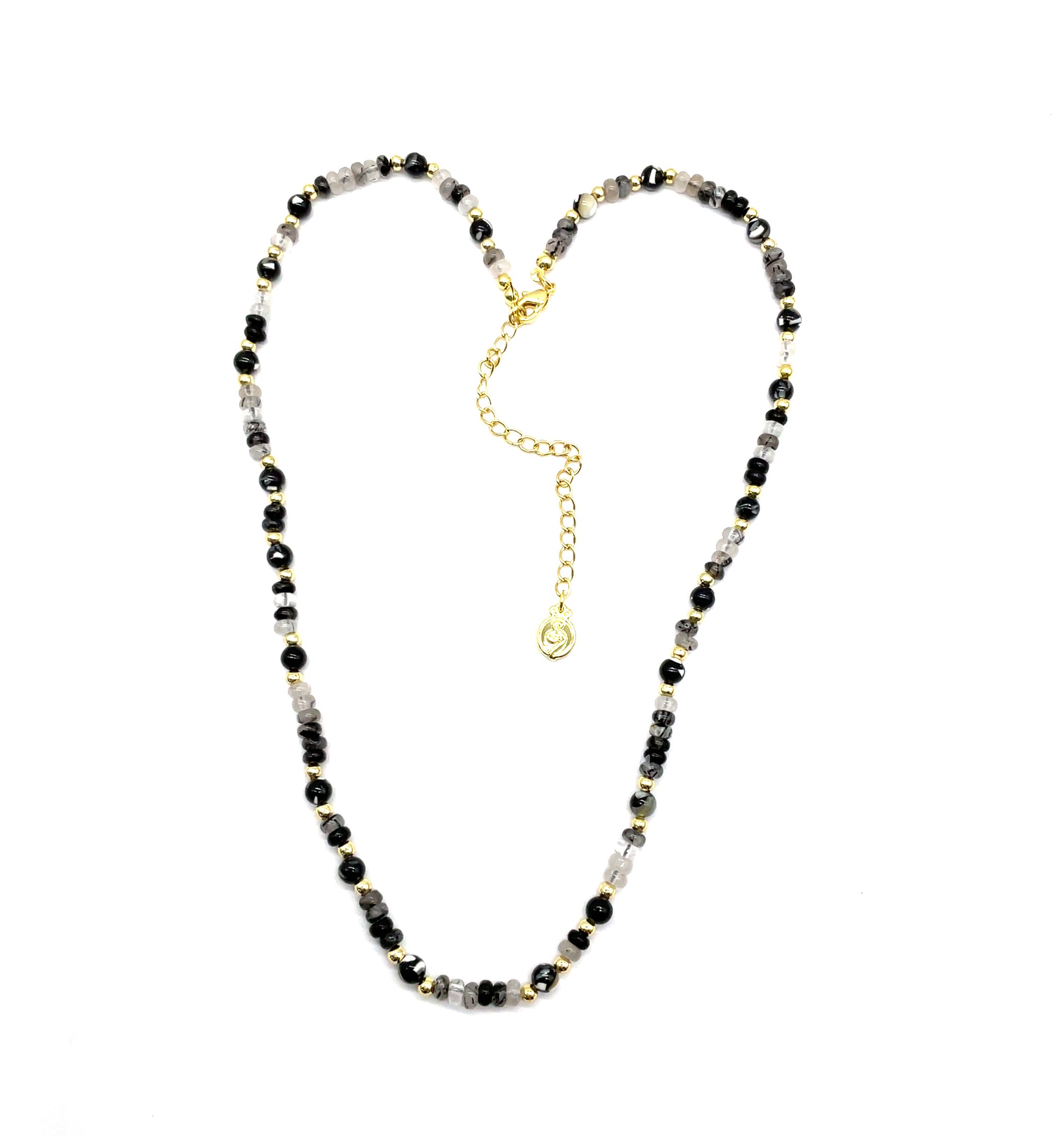 BLACK NATURAL STONES NECKLACE