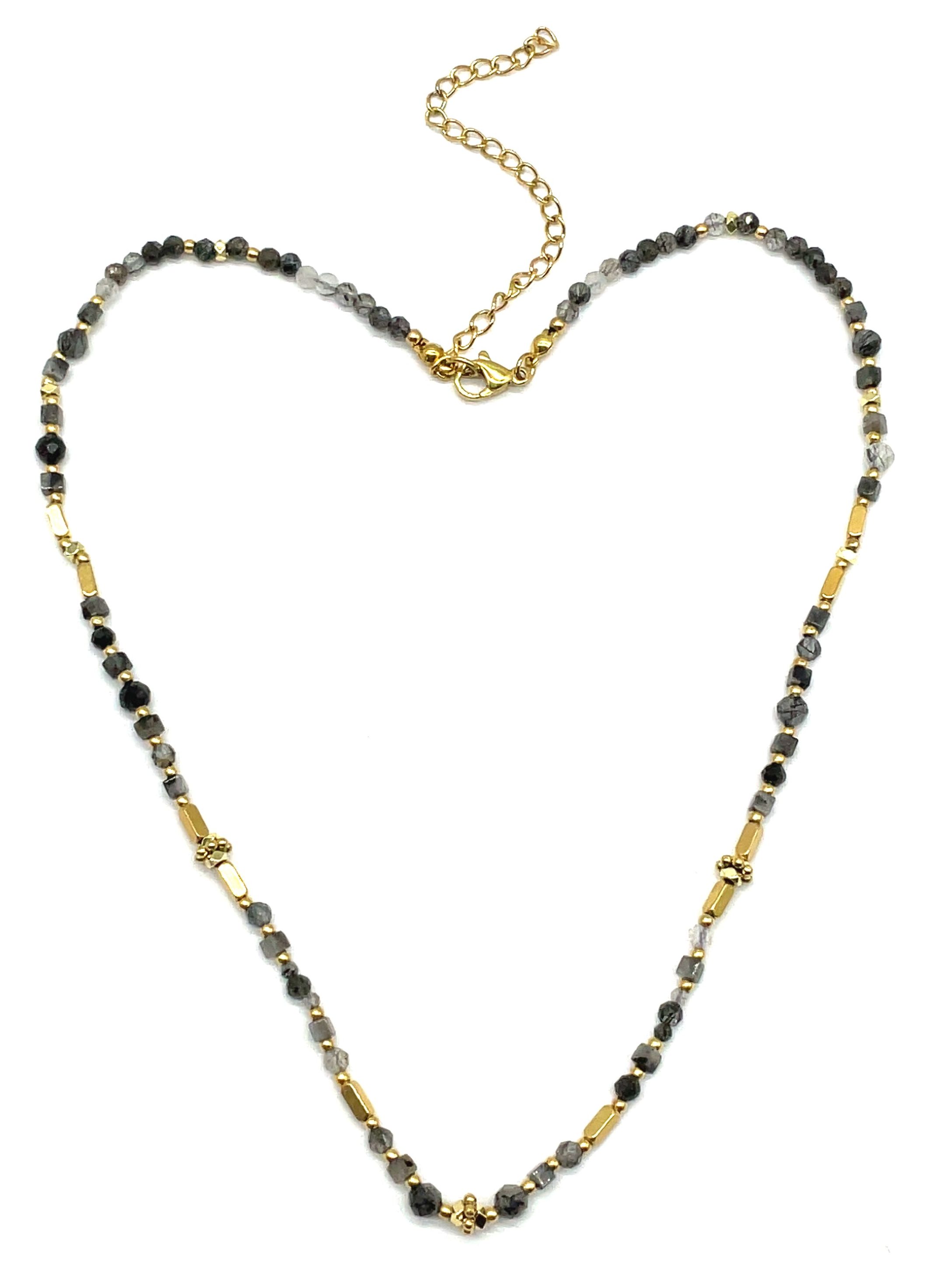 BLACK RUTIATED QUARTZS NECKLACE