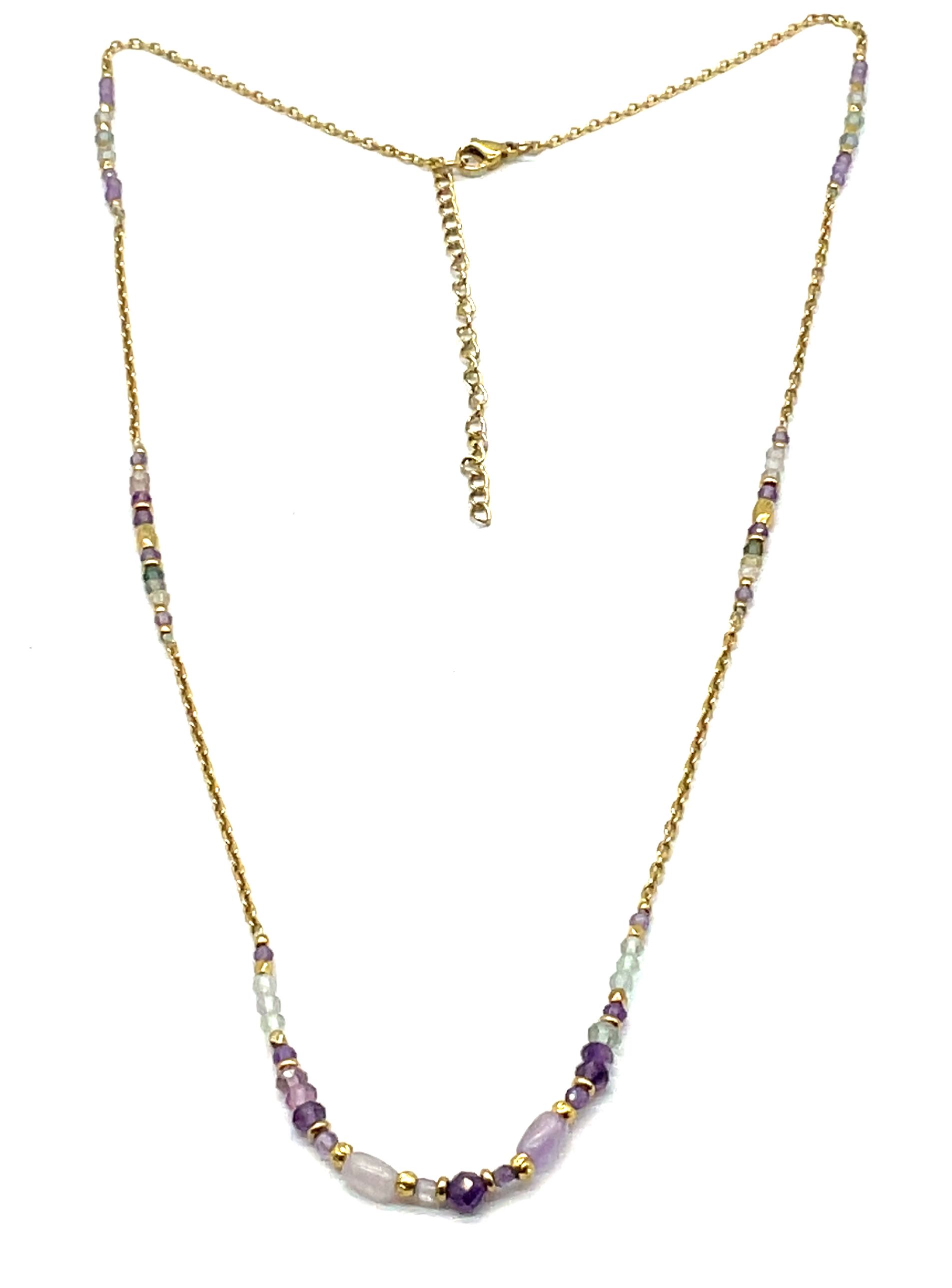 RAINBOW FLUORITES CHAIN NECKLACE 