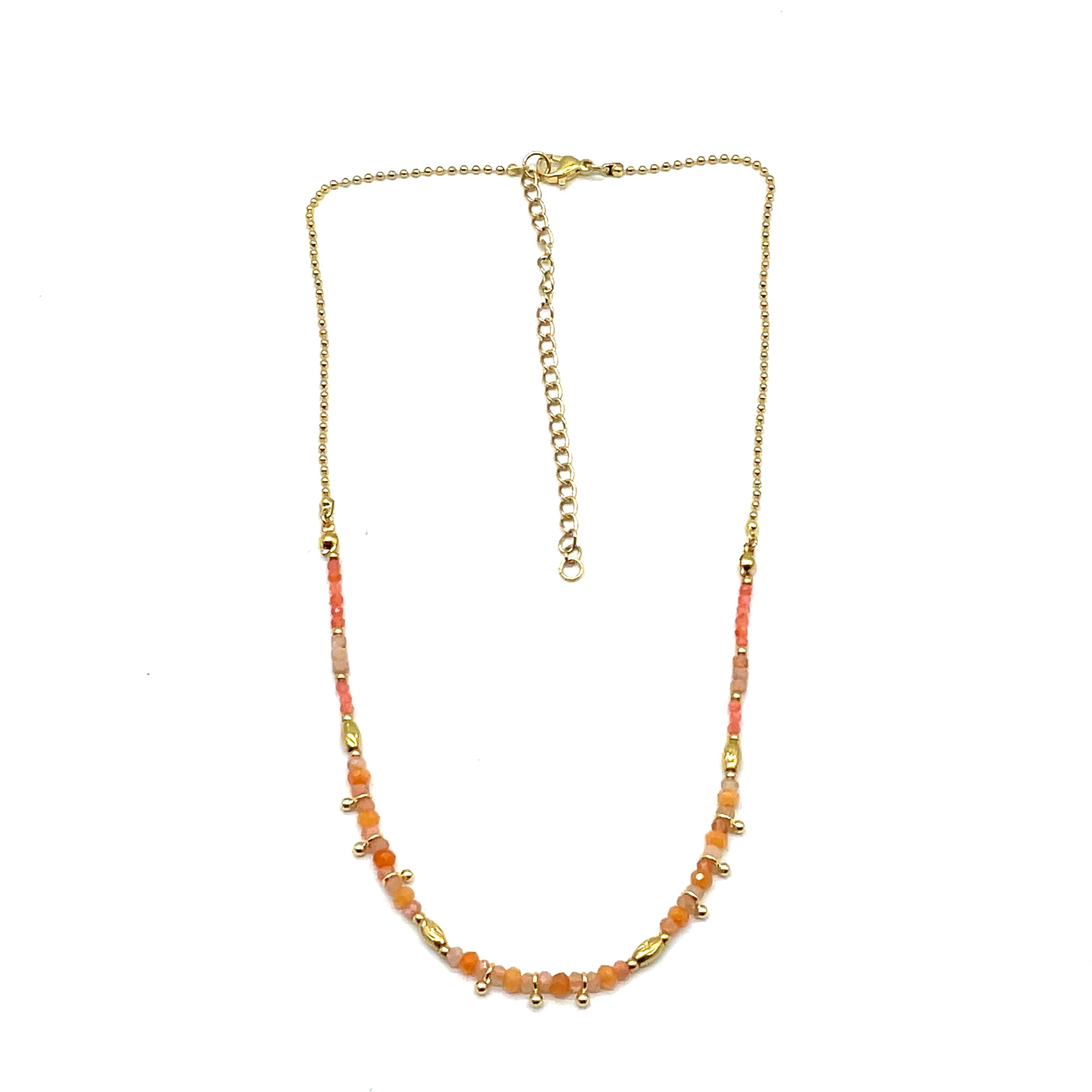 PEACH MOONSTONE BRADS NECKLACE