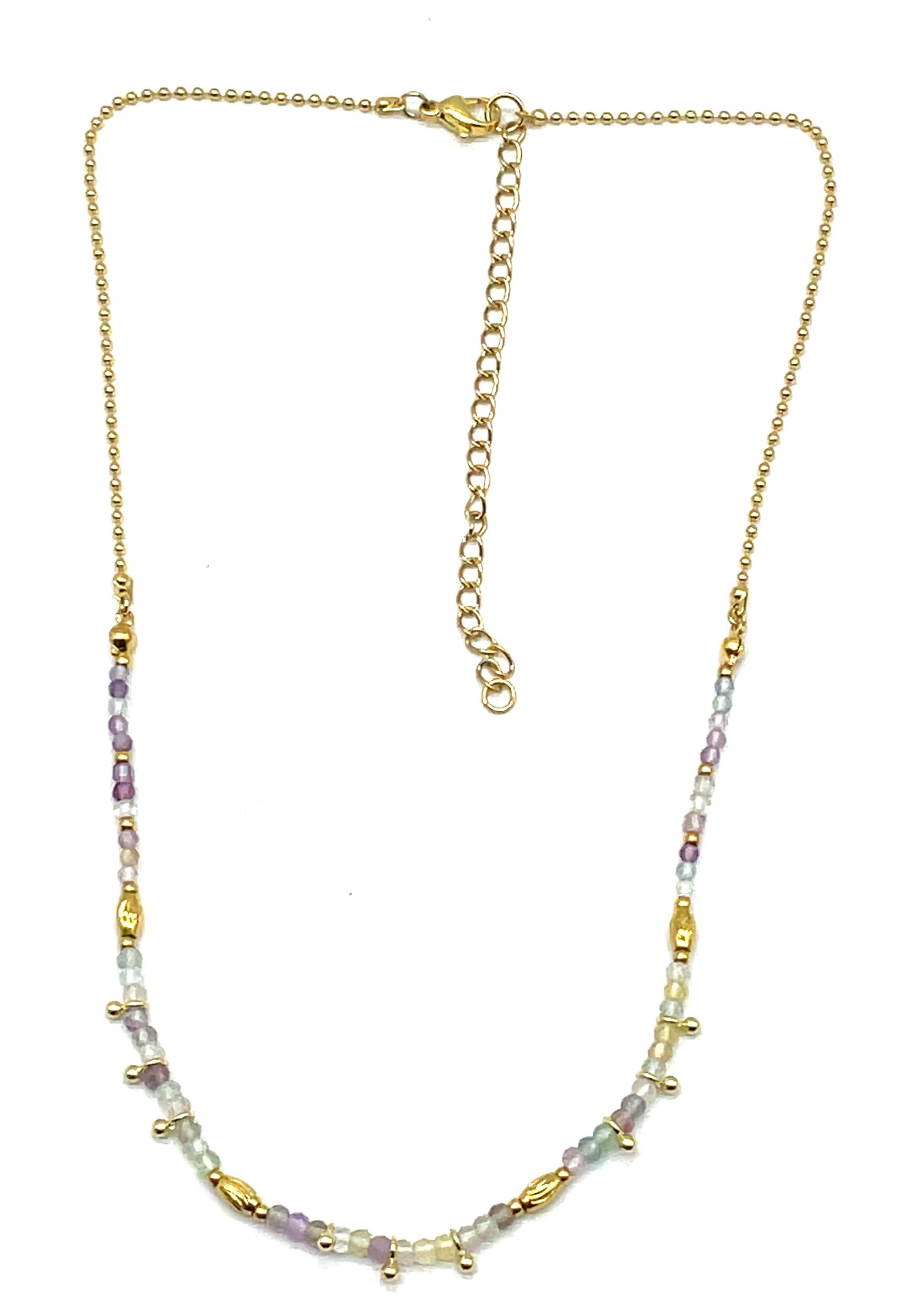 RAINDOW FLUORITE BRADS NECKLACE 