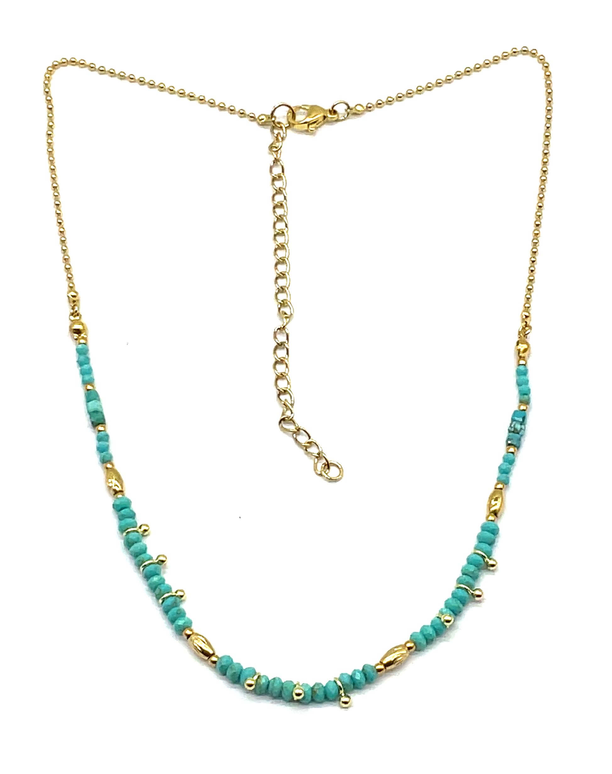 LIGHT TURQUOISE BRADS NECKLACE 