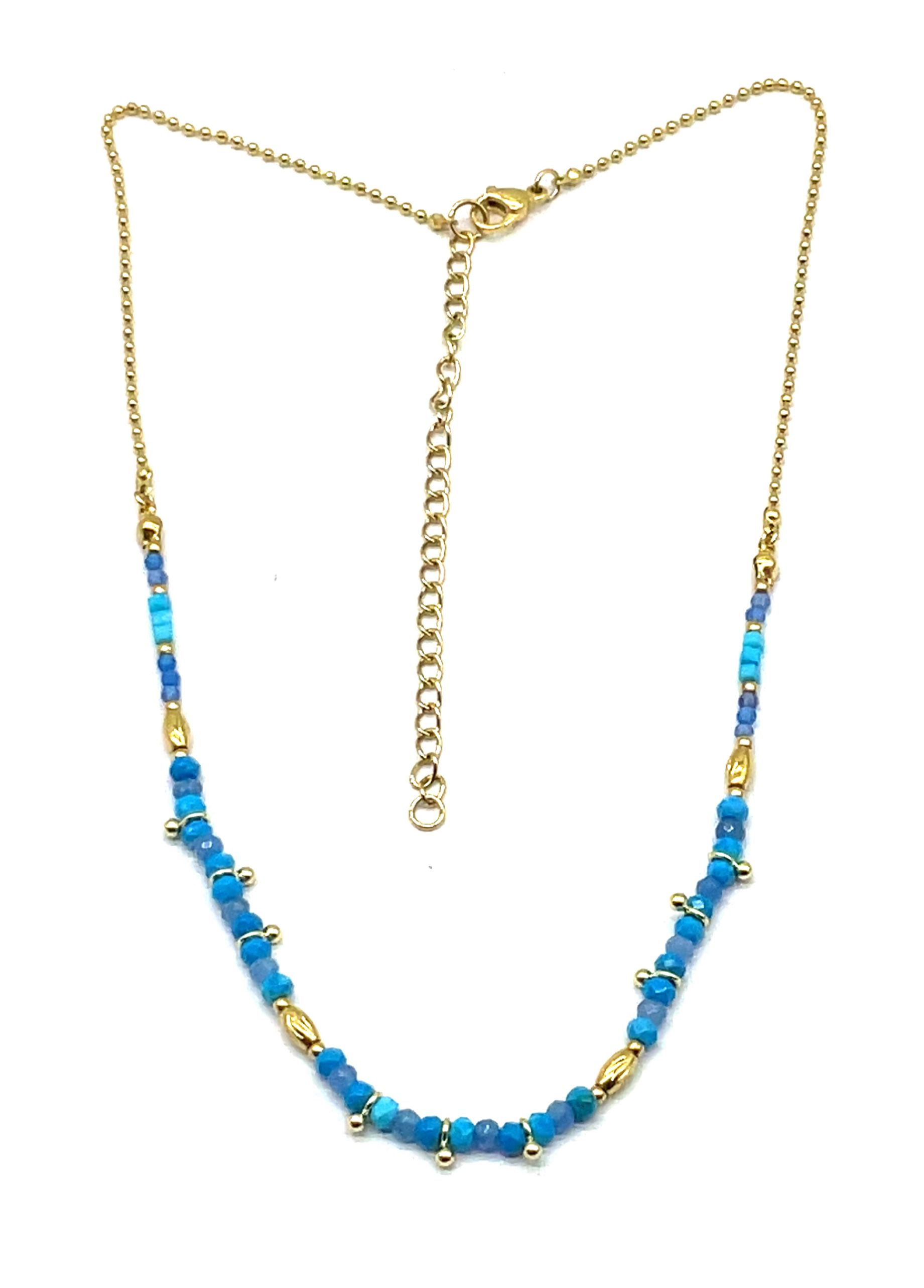 BLUE TURQUOISE BEADS NECKLACE 