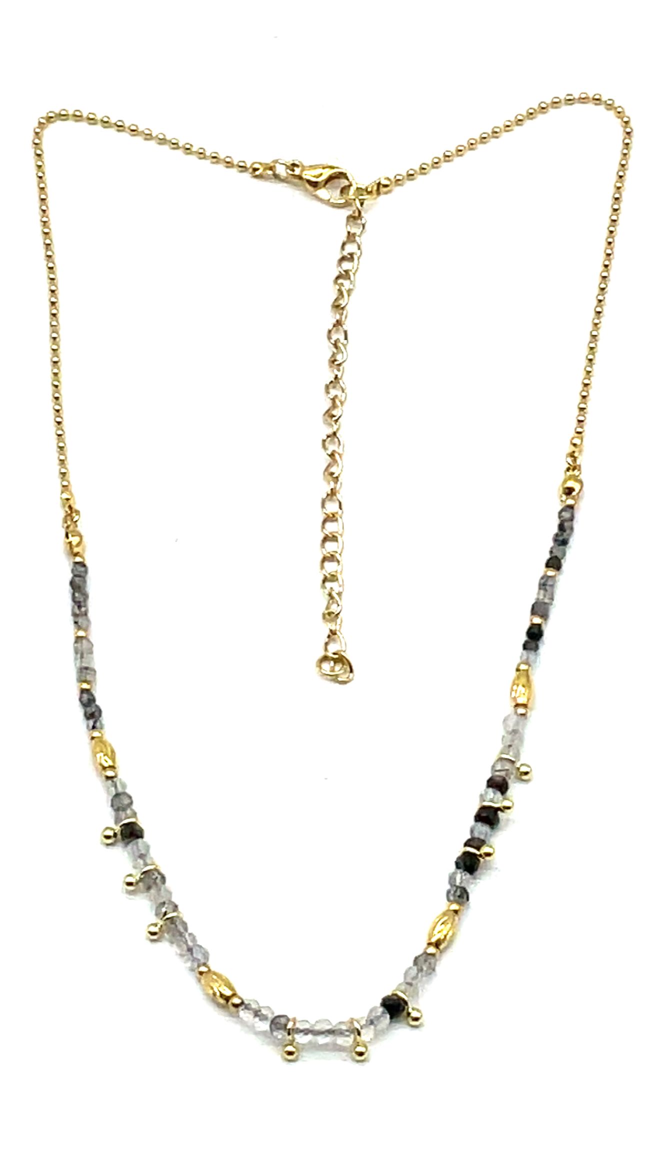 BLACK RUTIATED QUARTZ BEADS NECKLACE 