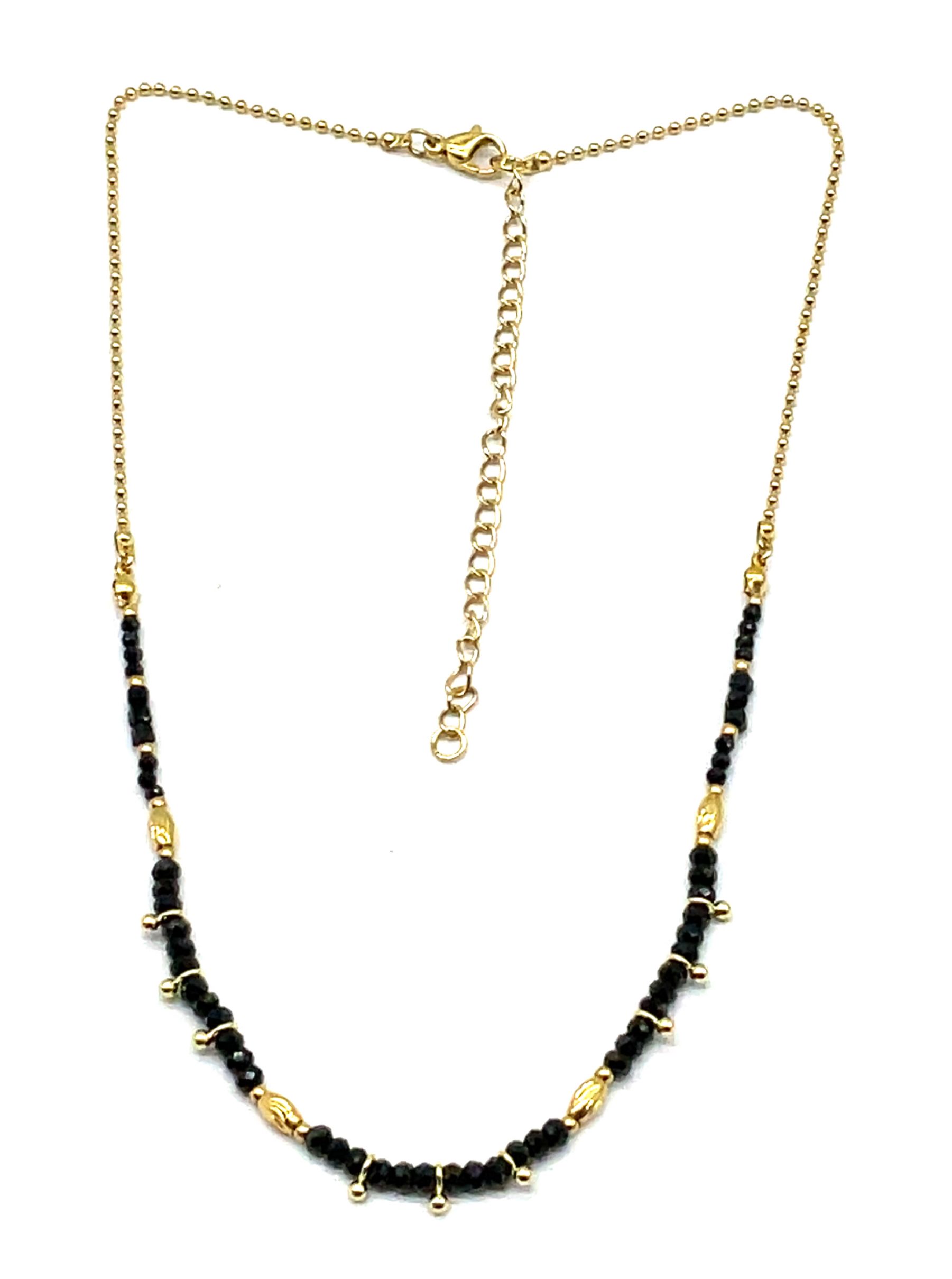 BLACK SPINEL BEADS NECKLACE 