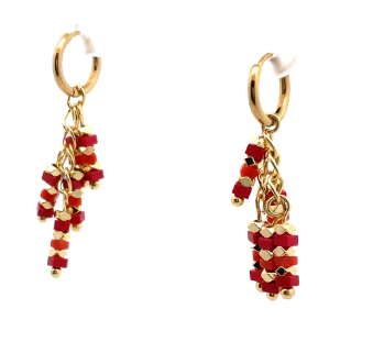 SYNTHETIC BRIGHT RED TURQUOISE EARRINGS 