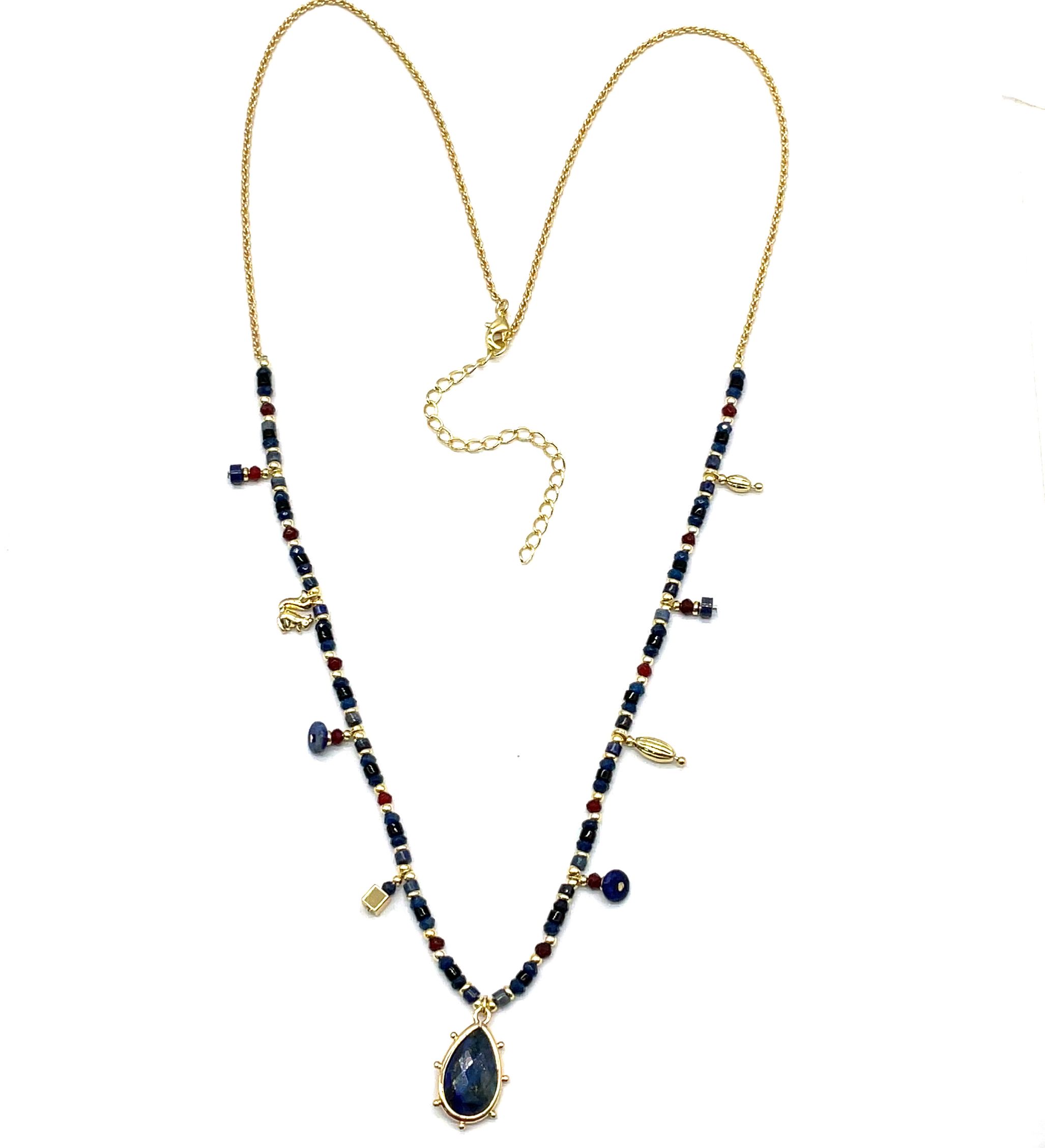LAPIS LAZULI WATER DROPS NATURAL STONE NECKLACE