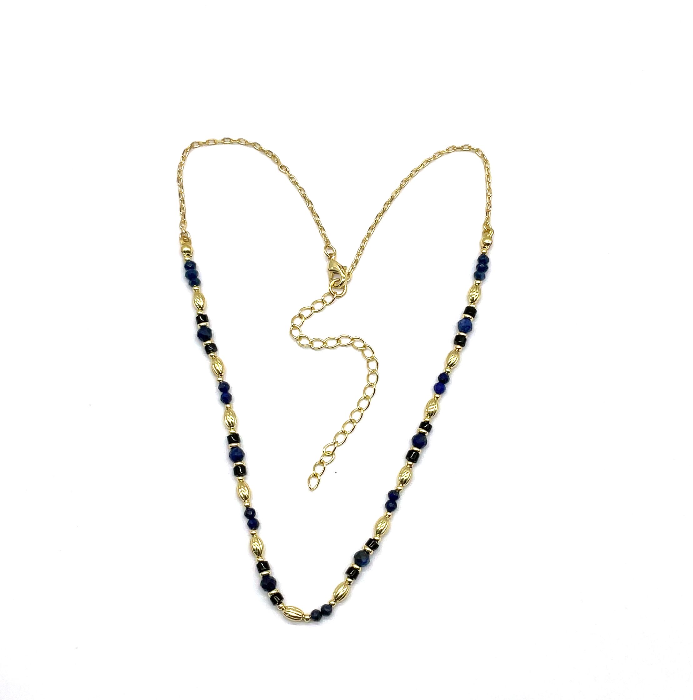 LAPIS LAZULI ROUND BENDS NECKLACE 