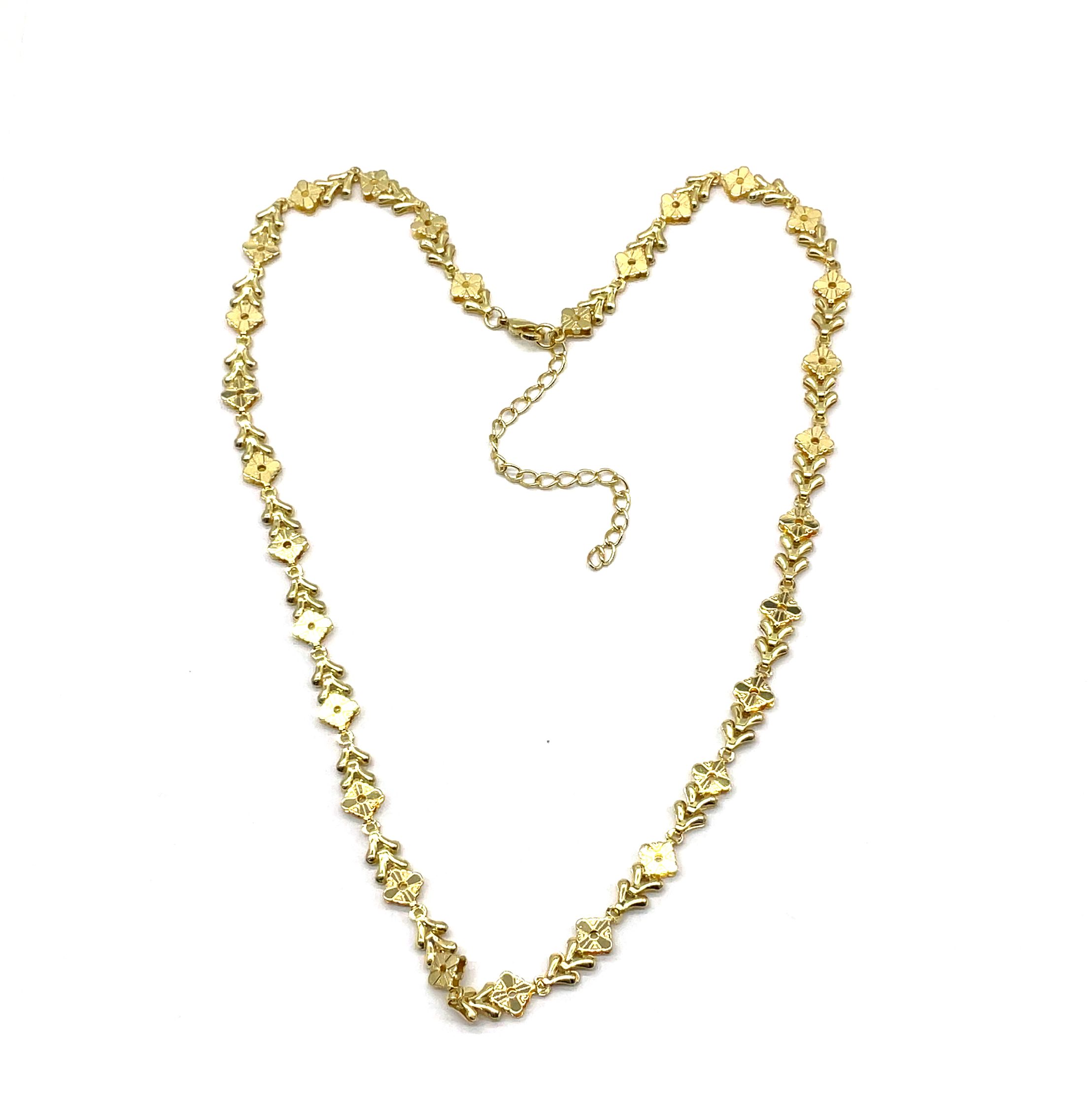 DOUBLE FLOWER CHAIN NECKLACE 