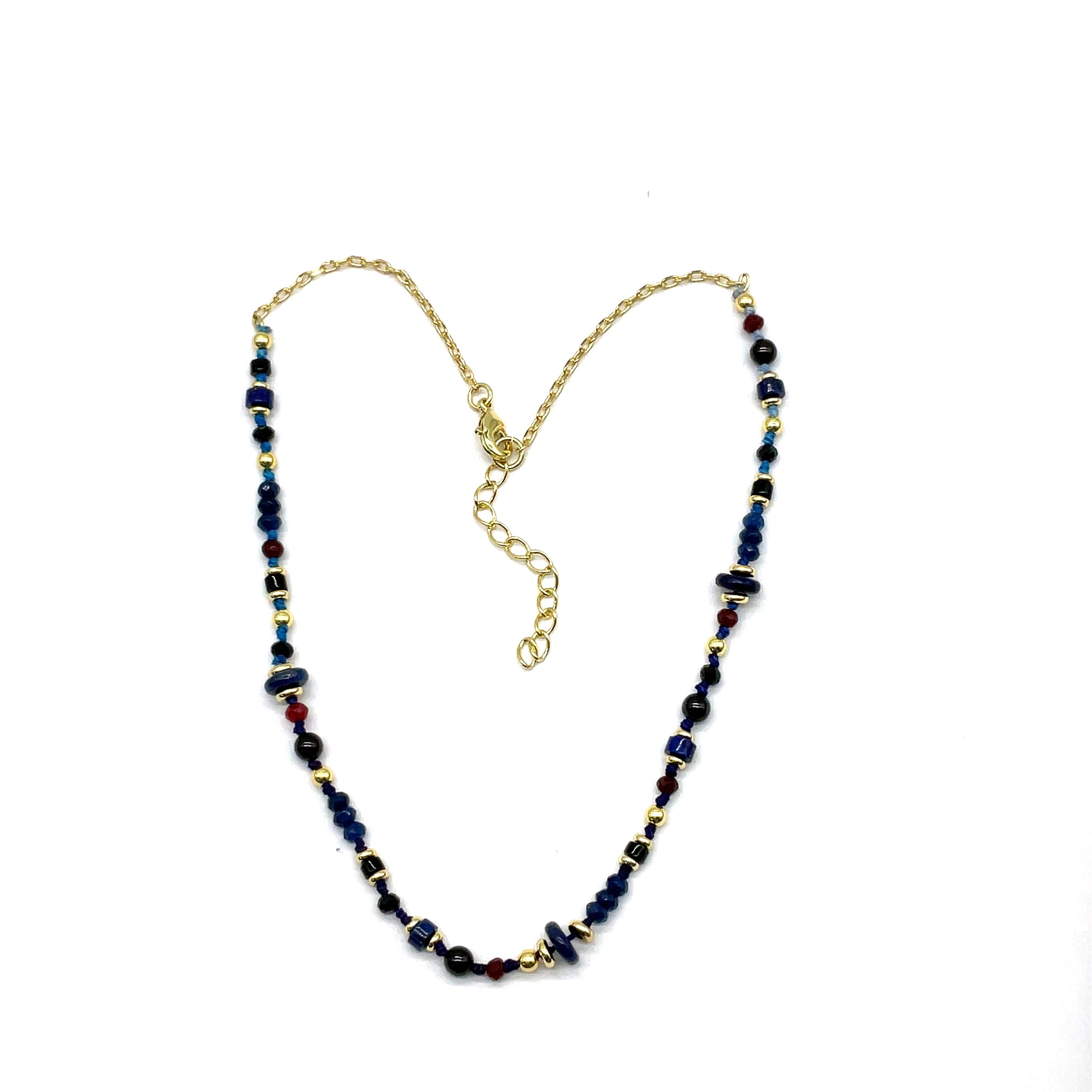BLACK AGATES CYLINDRICAL BEADS NECKLACE 