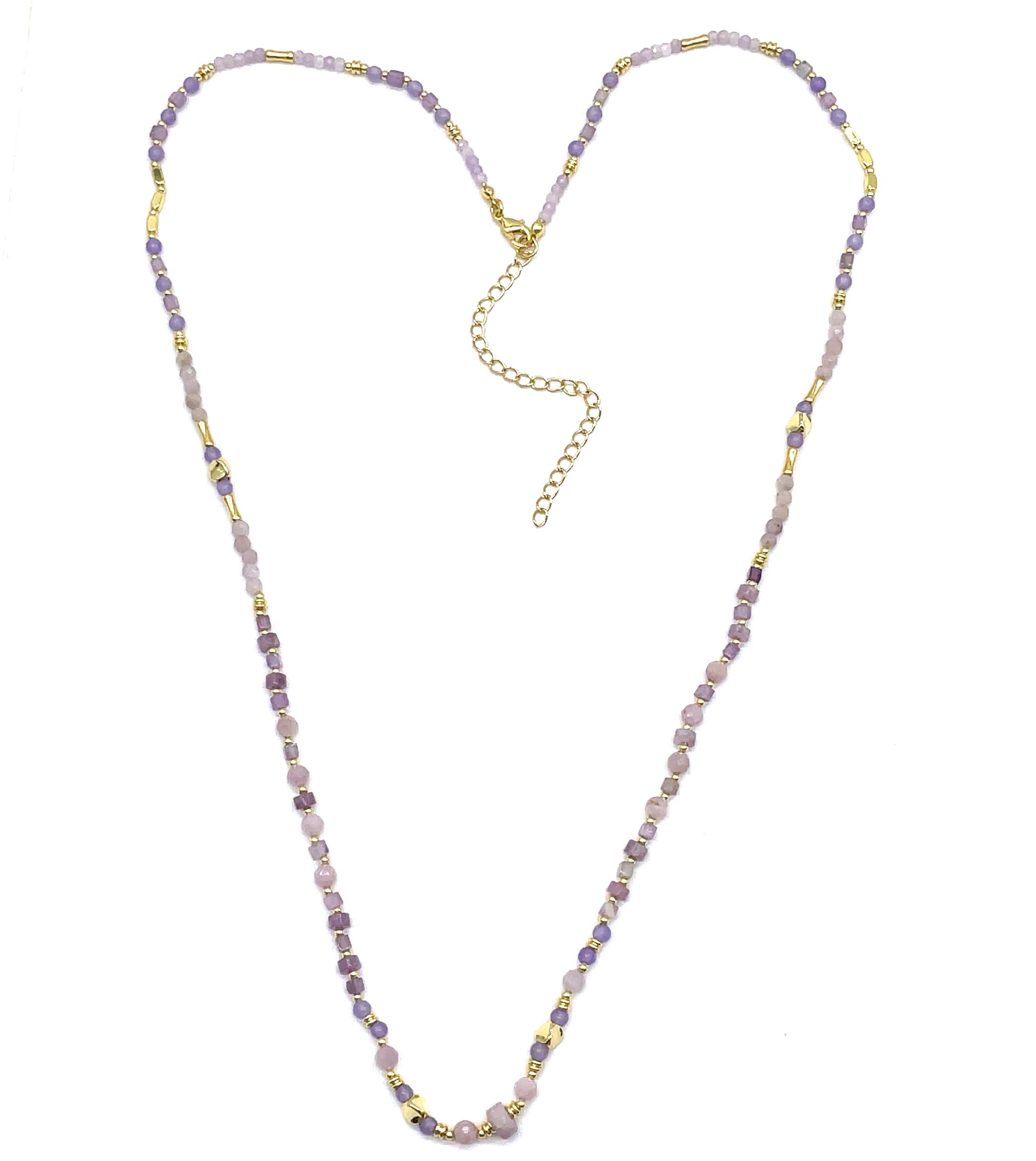 LITHIUM PURPLE FACETED ROUND BEADS NECKLACE 