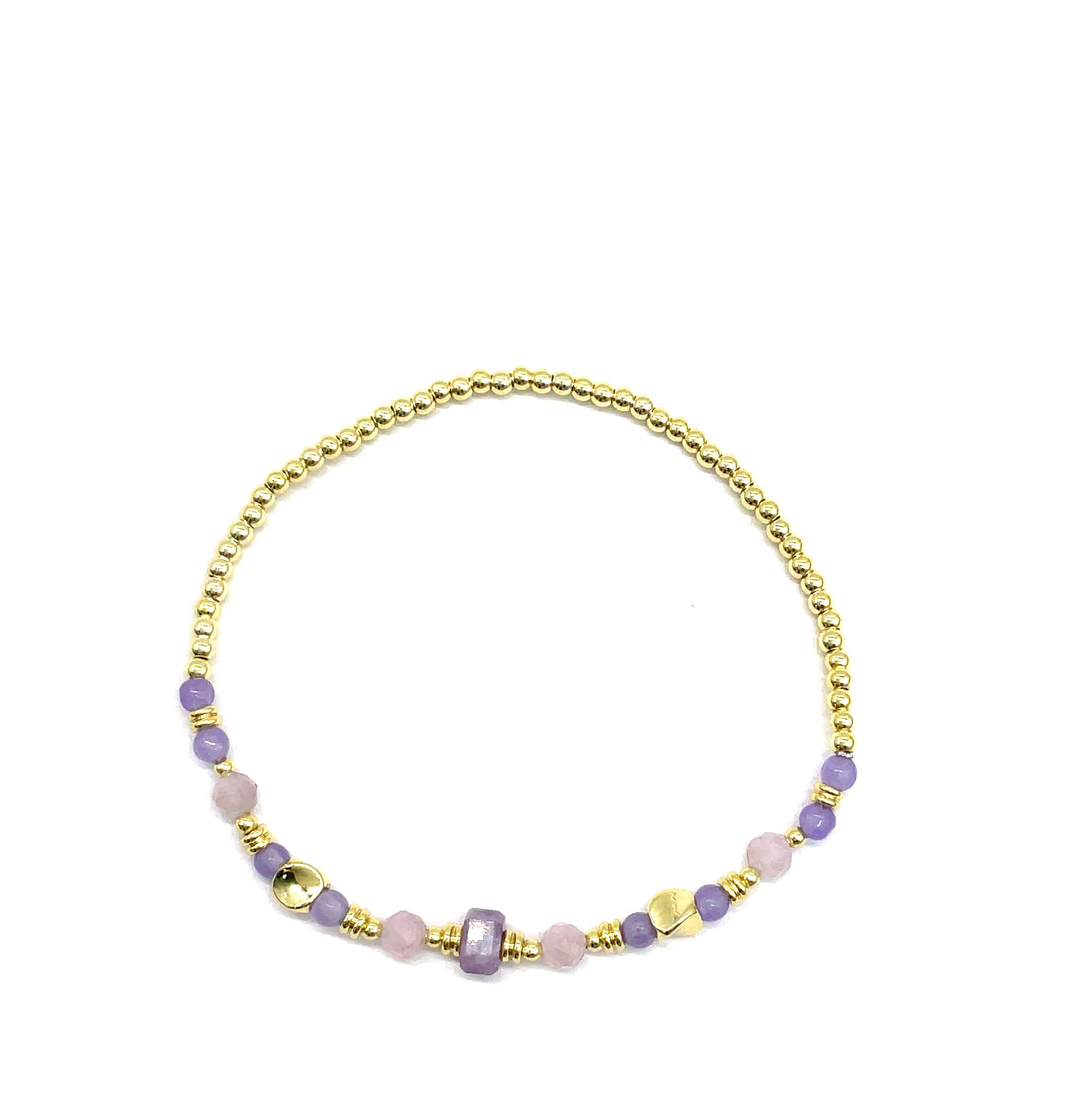 PURPLE MICAS SOLID COPPER BEADS BRACELET