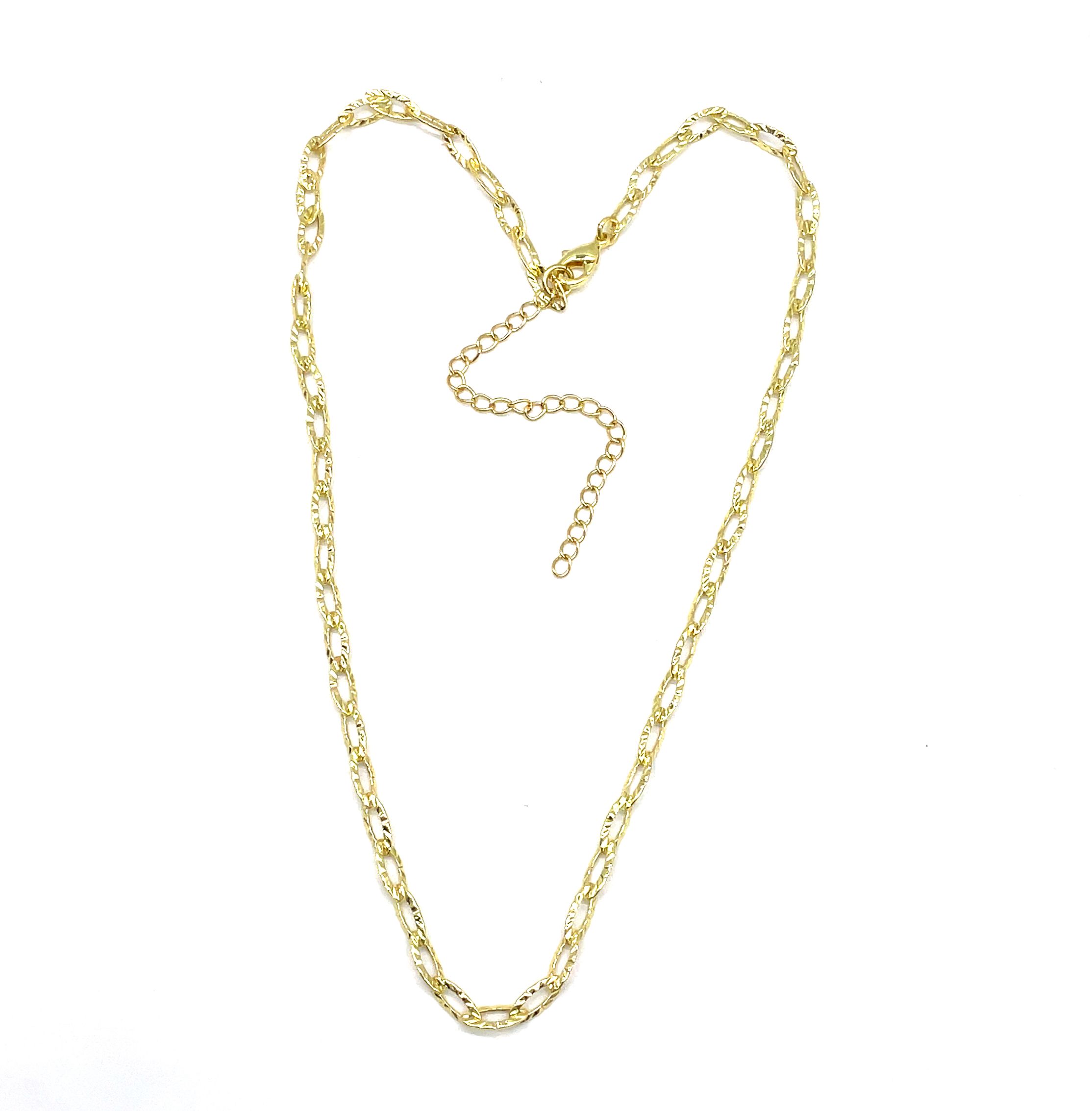 FLAT WIRE HORSE EYE EMBOSSED CHAIN NECKLACE