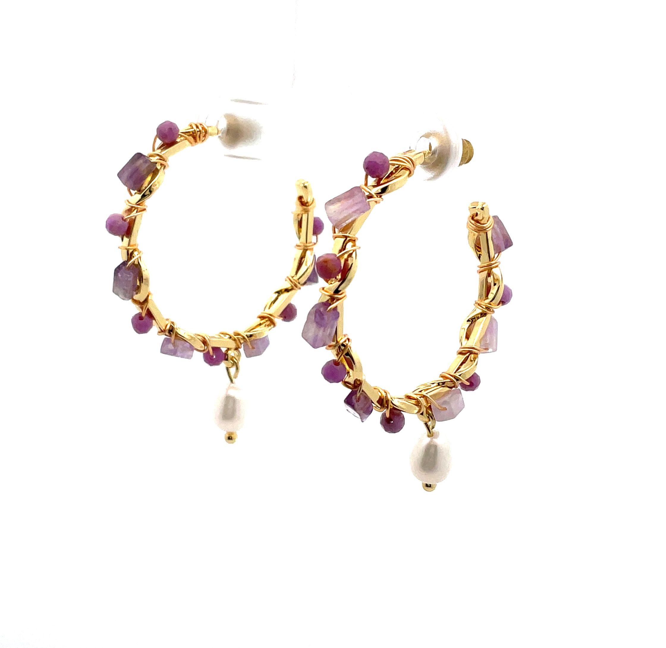 LT.AMETHYST LARGE CIRCIE EARRINGS