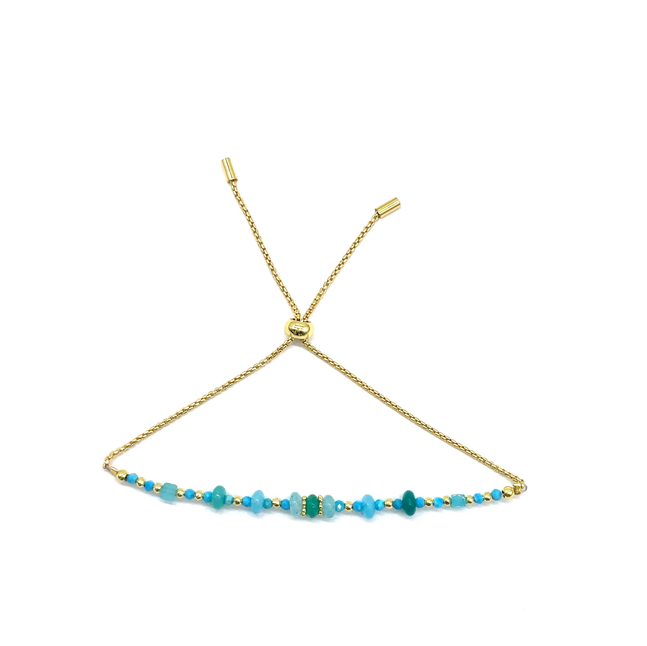 BLUE TURQUOISES ROUND CHAIN BRACELET