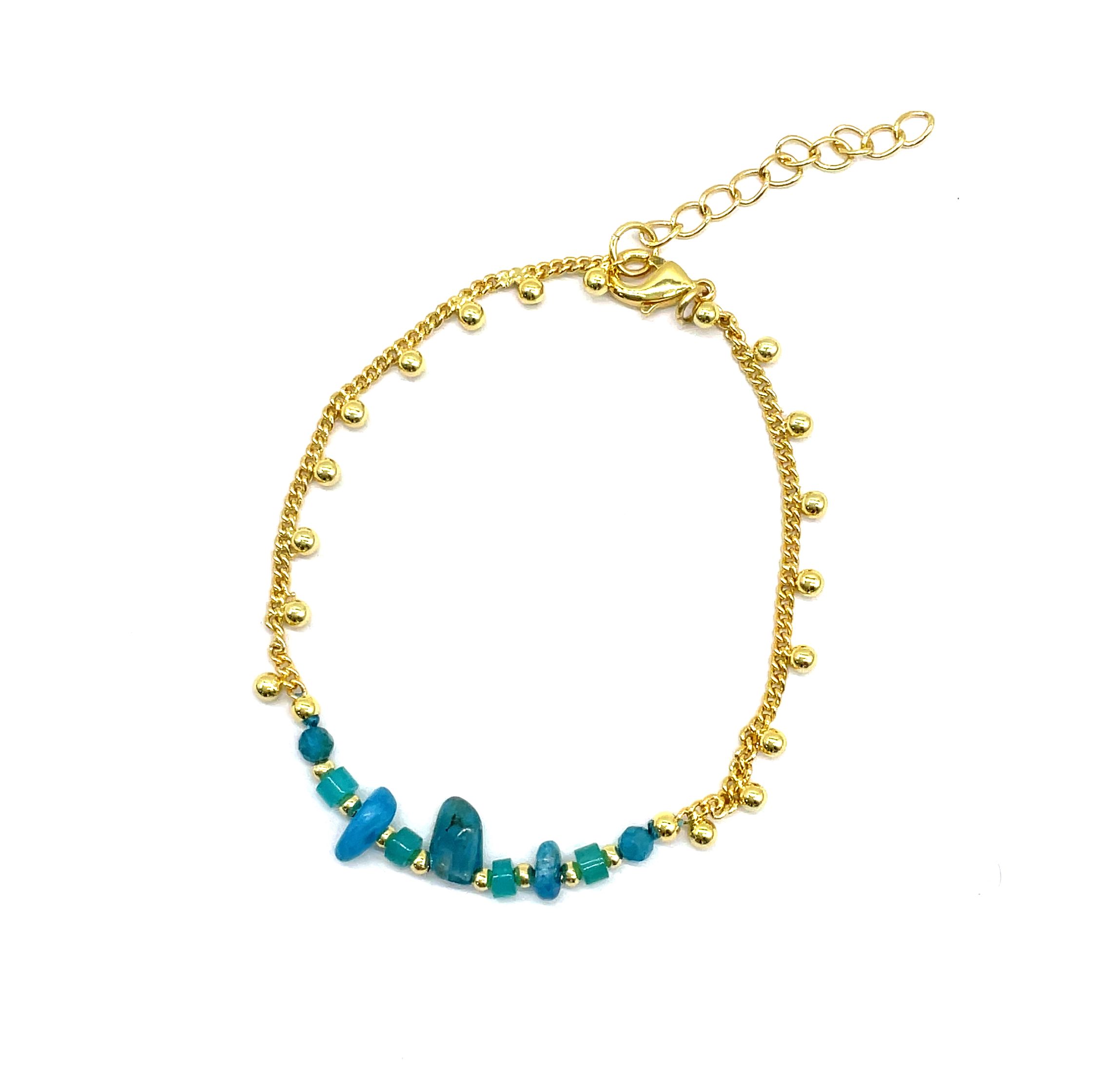 COLORRD AMAZONITES COPPER BEAD CHAIN BRACELET  