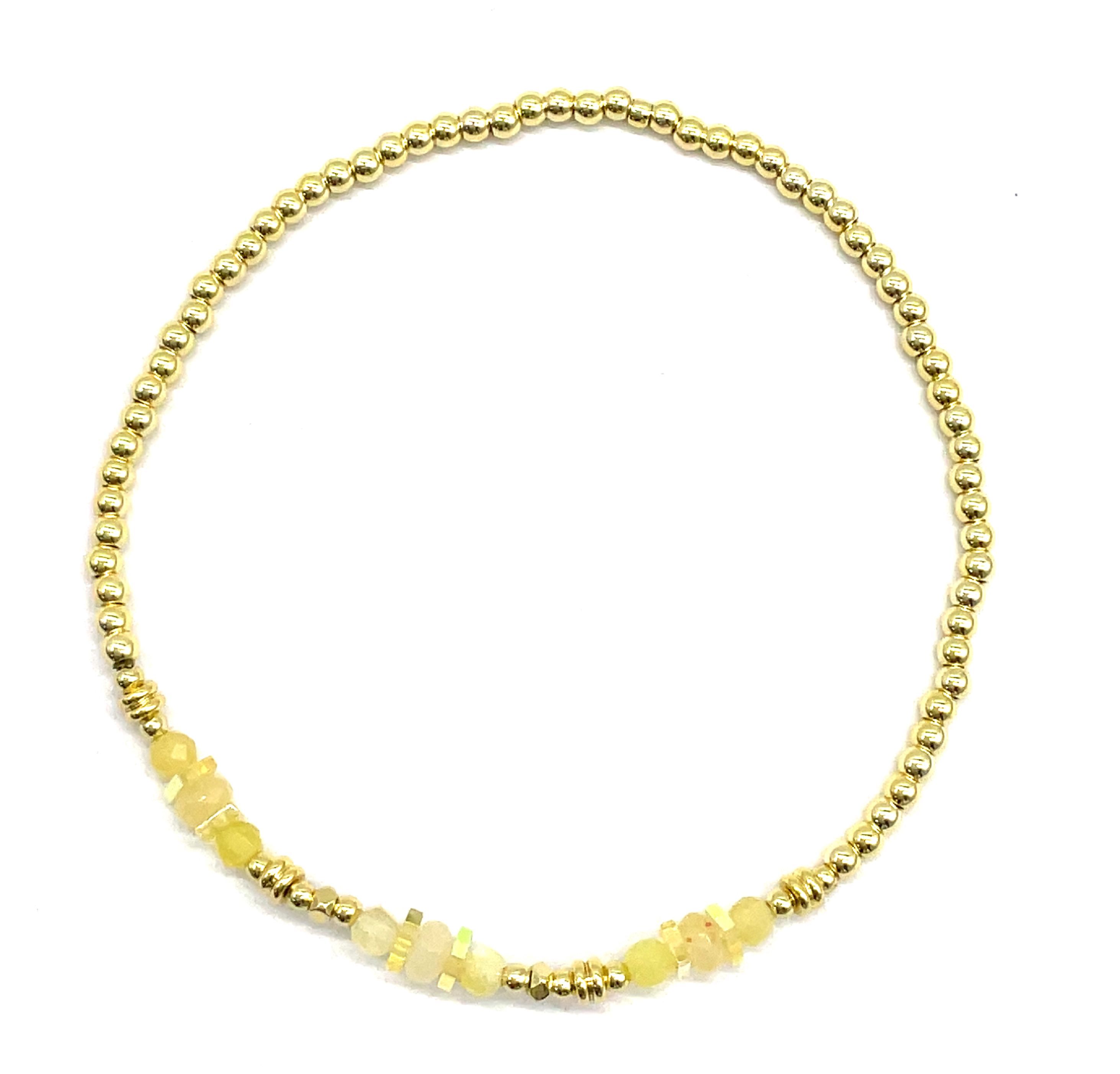 YELLOW OPALS SOLID COPPER BEADS BRACELET