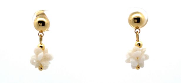 WHITE CORAL WOVEN BALL EARRINGS