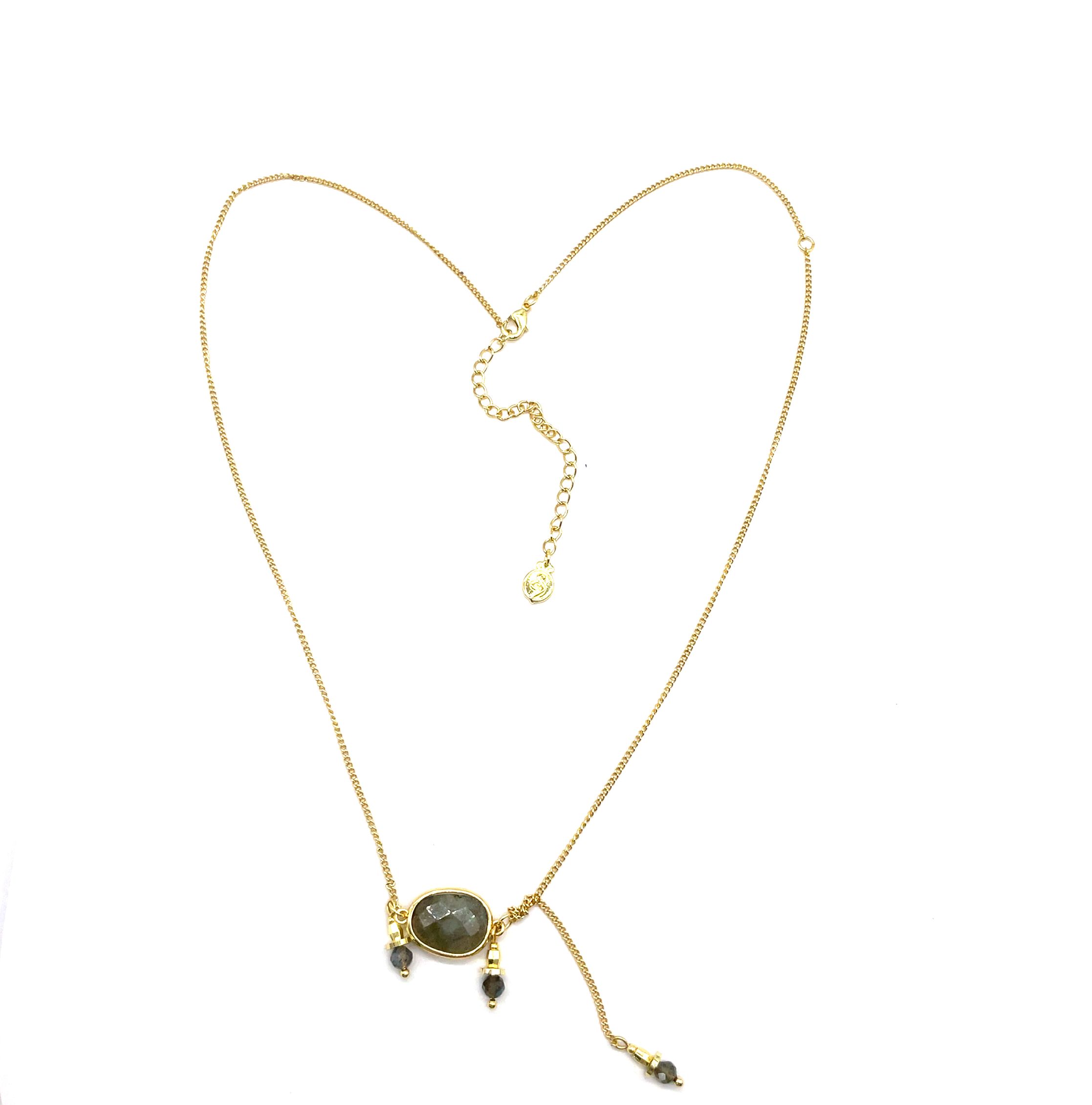 SIDE CHAIN BLACK HAIR CRYSTLAL NECKLACE