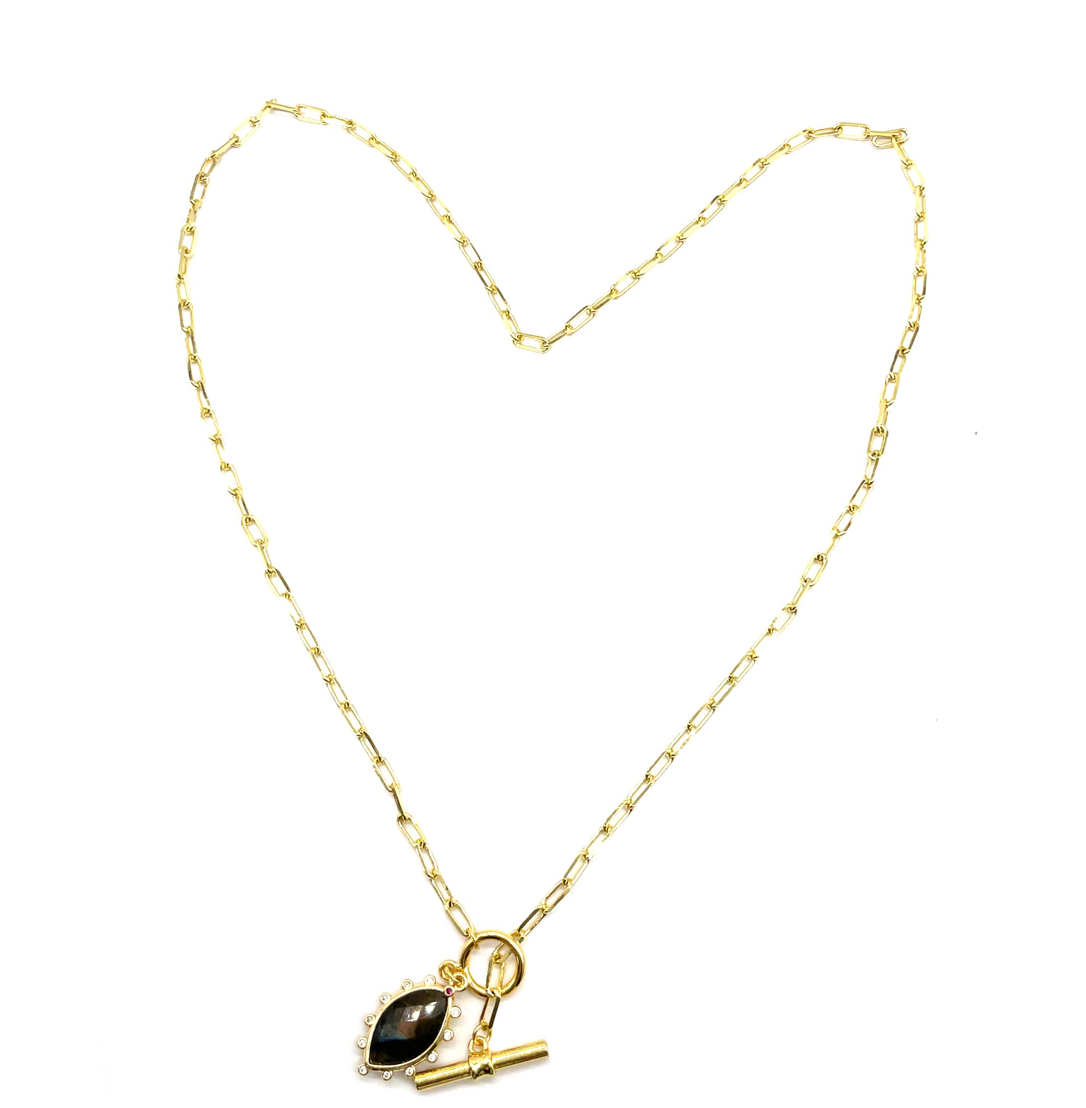 CROSS CHAIN BLACK HAIR CRYSTAL NECKLACE