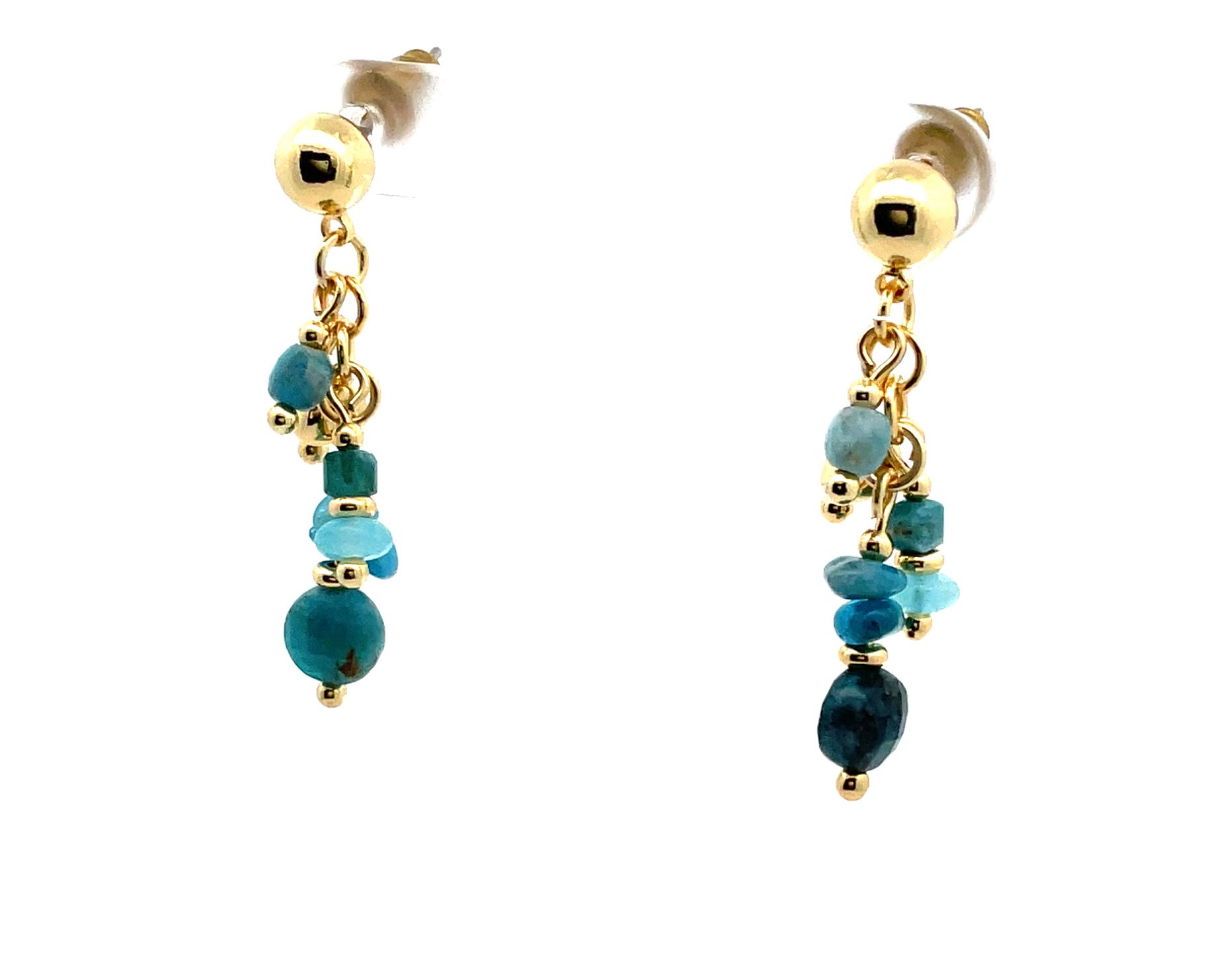 BLUE PHOSPHORUS GREY DOUBLE TURTLE EARRINGS
