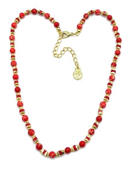 RED EMPEROR STONE BEADS NECKLACE