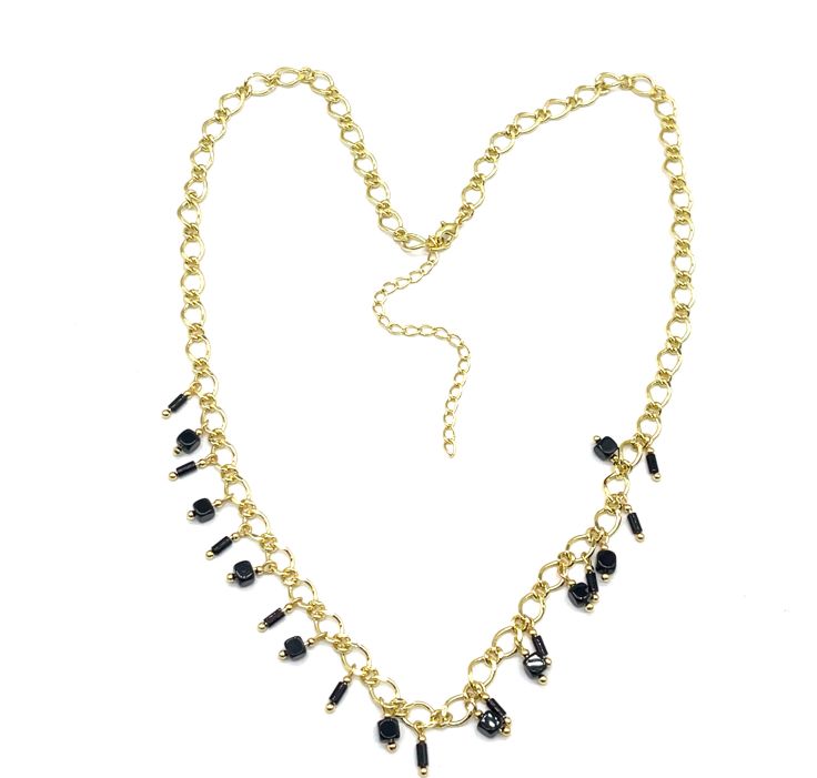 BLACK AGATE FIGIOG1:1SF CHAIN NECKLACE
