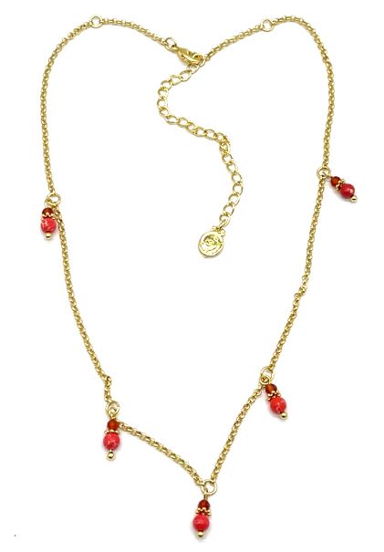 RED AGATE BL CHAIN NECKLACE