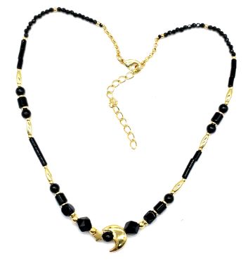 PENTAGRAM MOON BLACK SPINELS NECKLACE