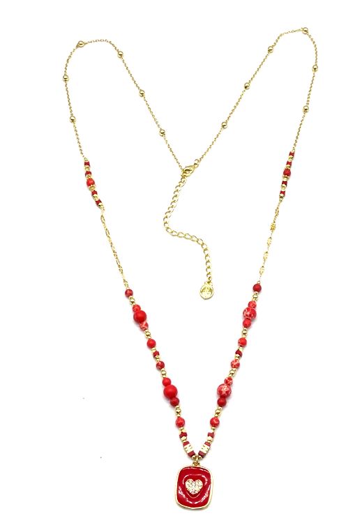 MULTI-COLOUR OIL DRIP ZIRCONIA HEART PENDANT NECKLACE